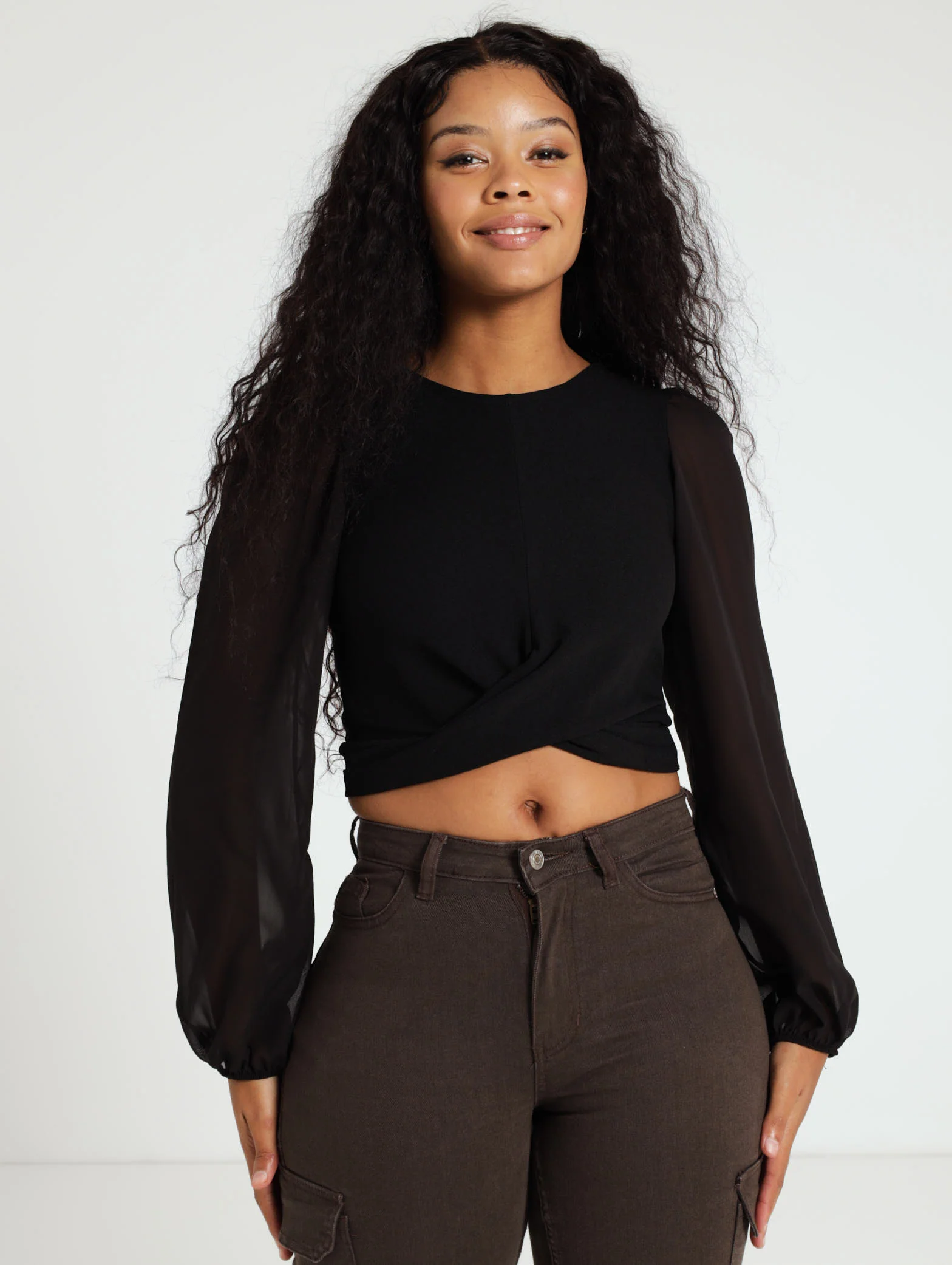 Combo Twist Front Fancy Chiffon Top