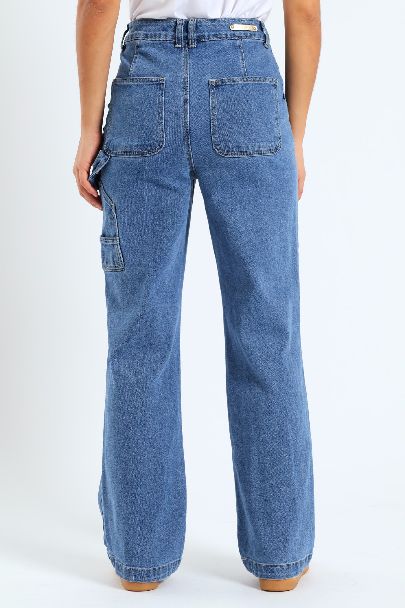 Comfort Straight Wide Leg Cargo Jean - Stonewash - Image 5