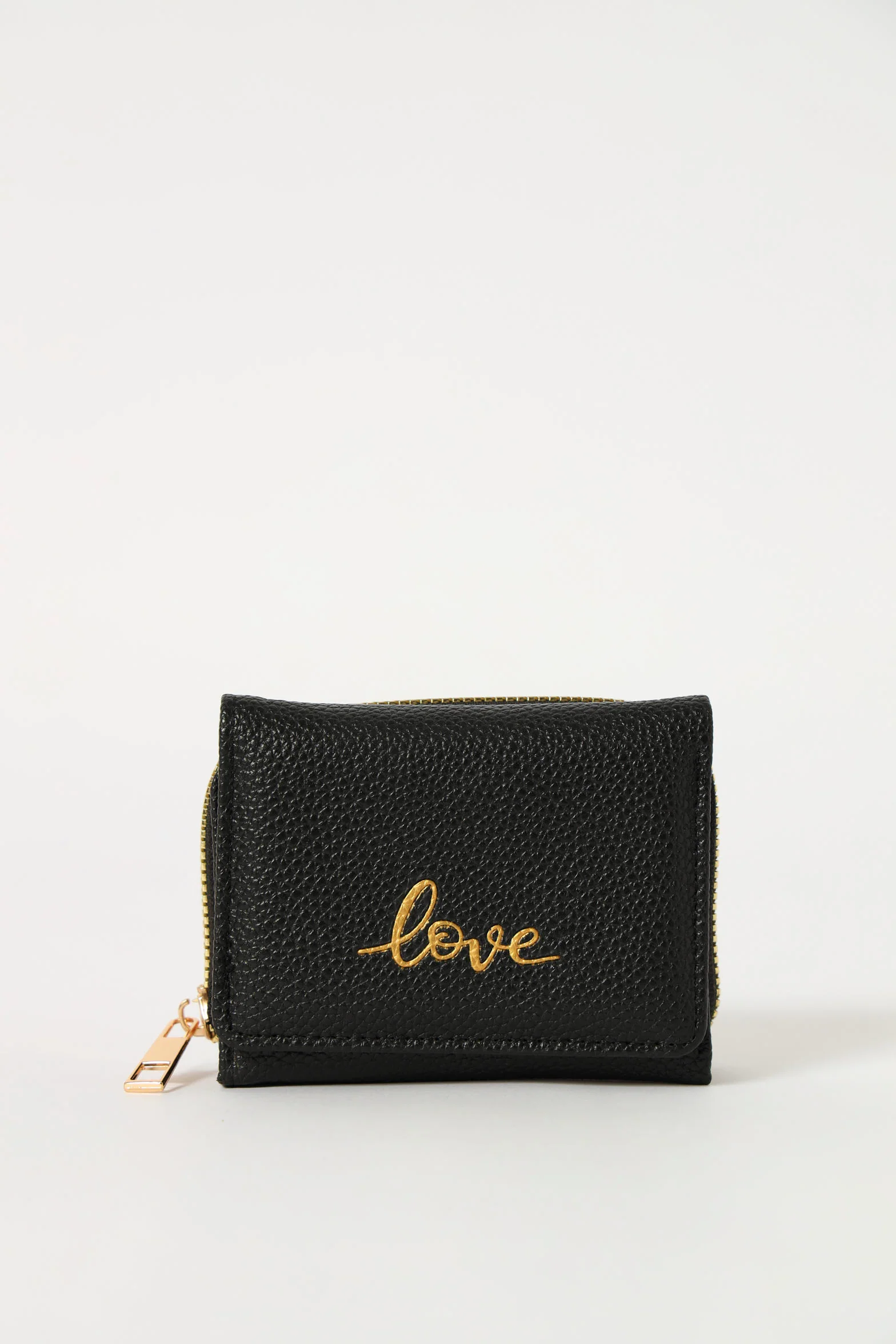 Compartment Zip Through Wallet - Black