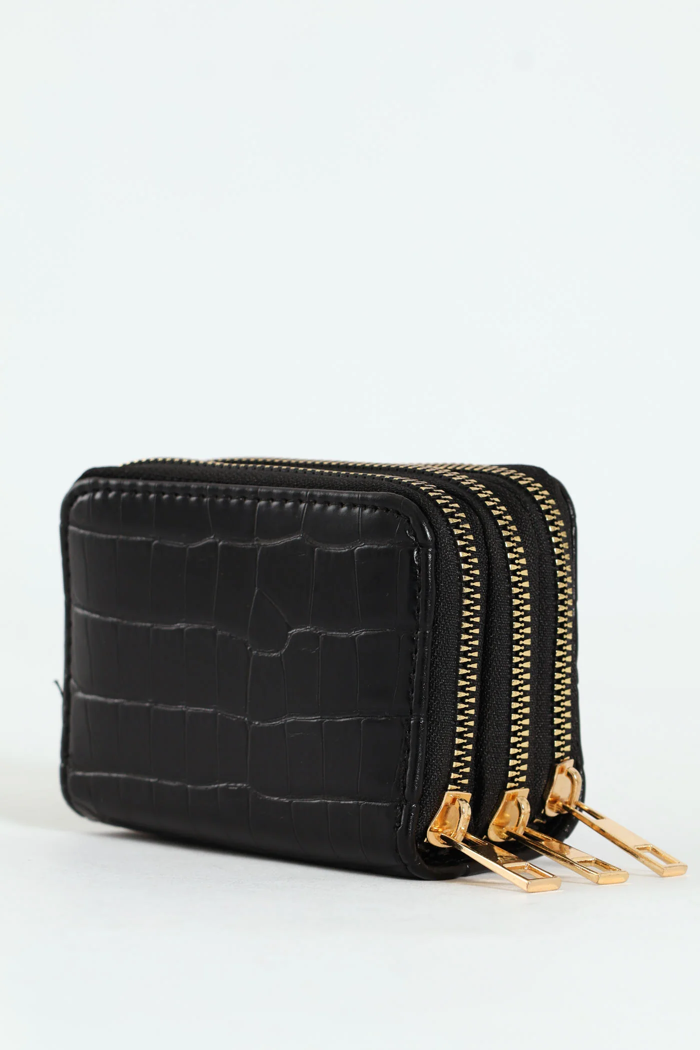 Contrast Colour Triple Zip Wallet - Black - Image 3
