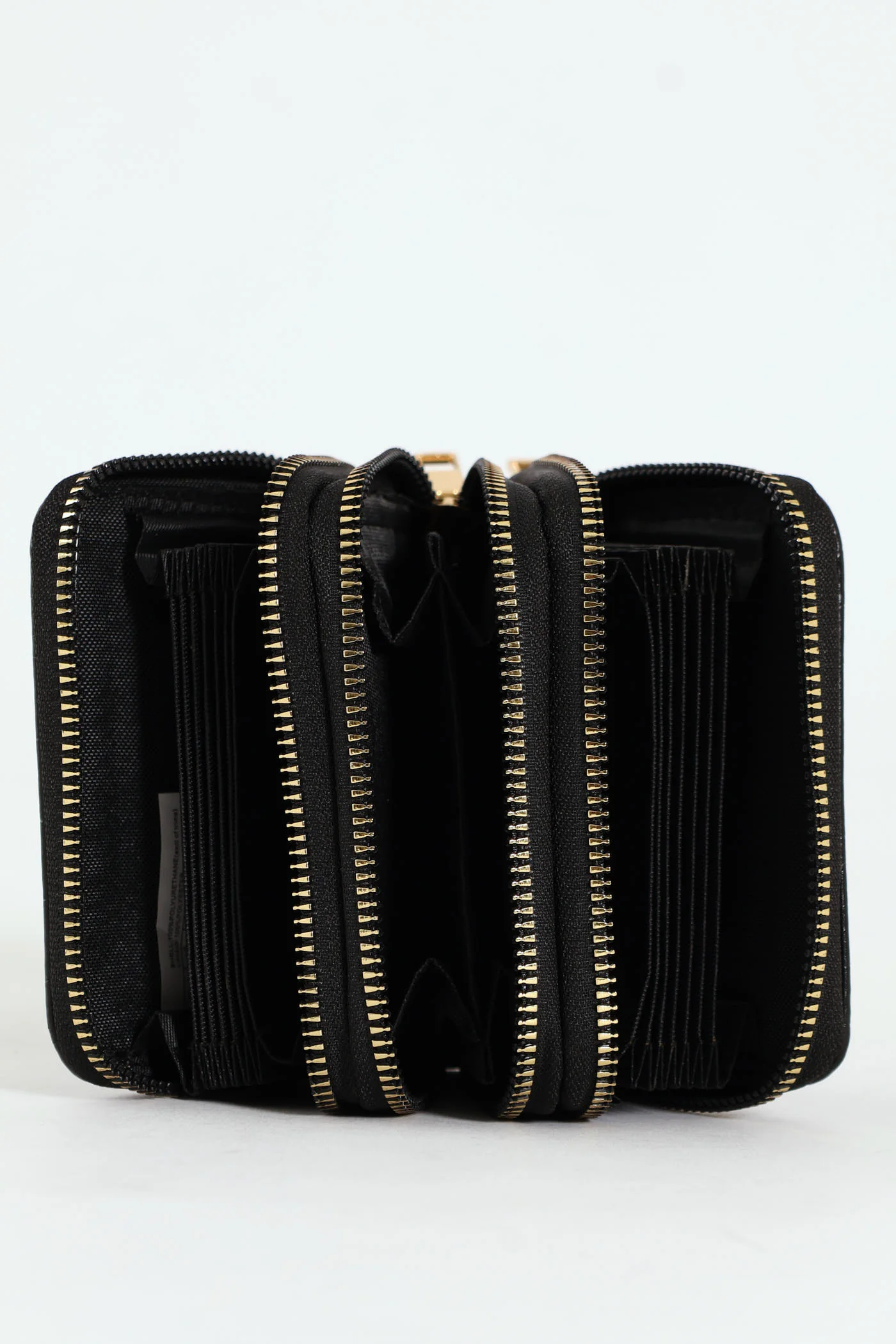 Contrast Colour Triple Zip Wallet - Black - Image 4