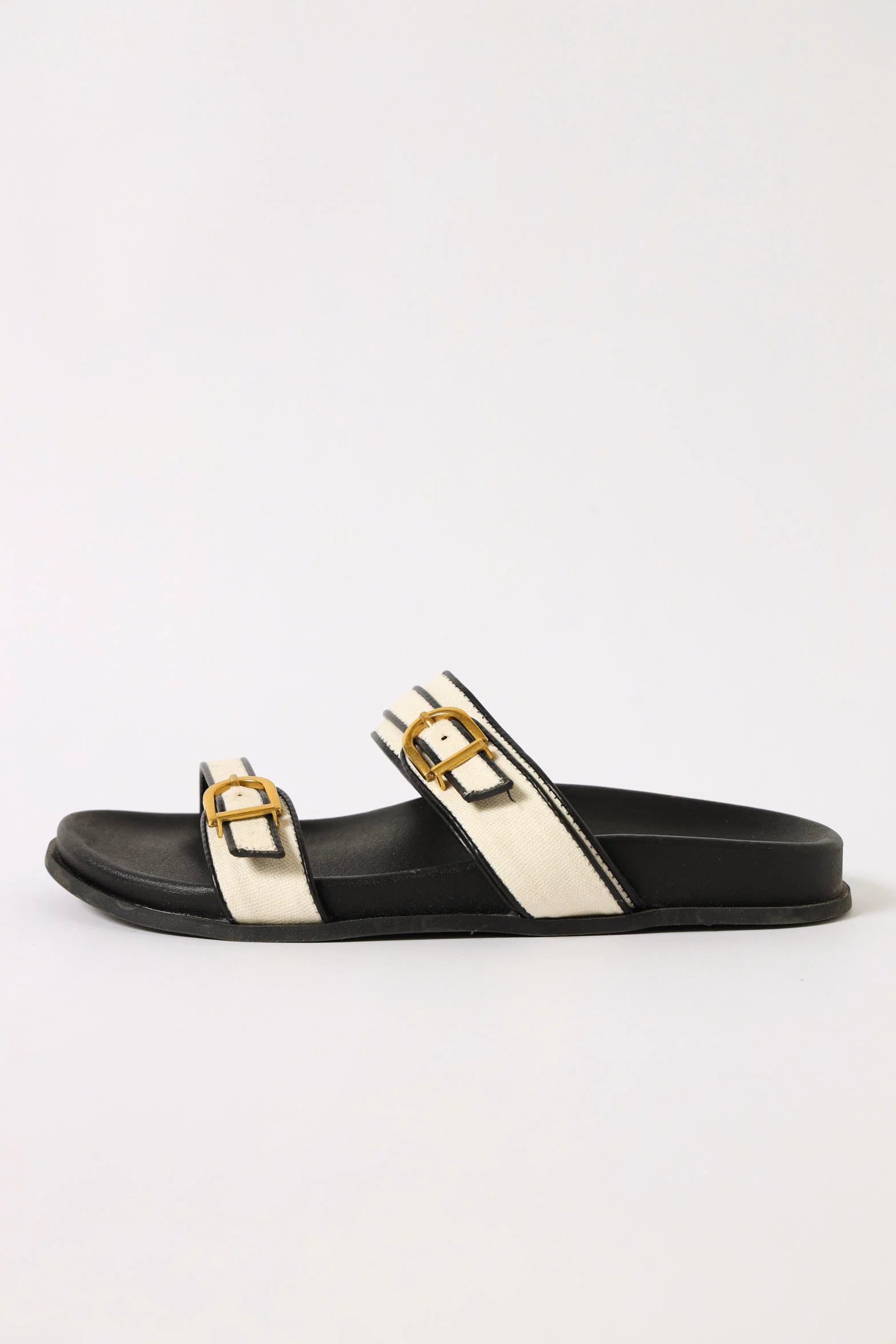 Contrast Detail Double Strap Moulded Sandal  - Black - Image 3