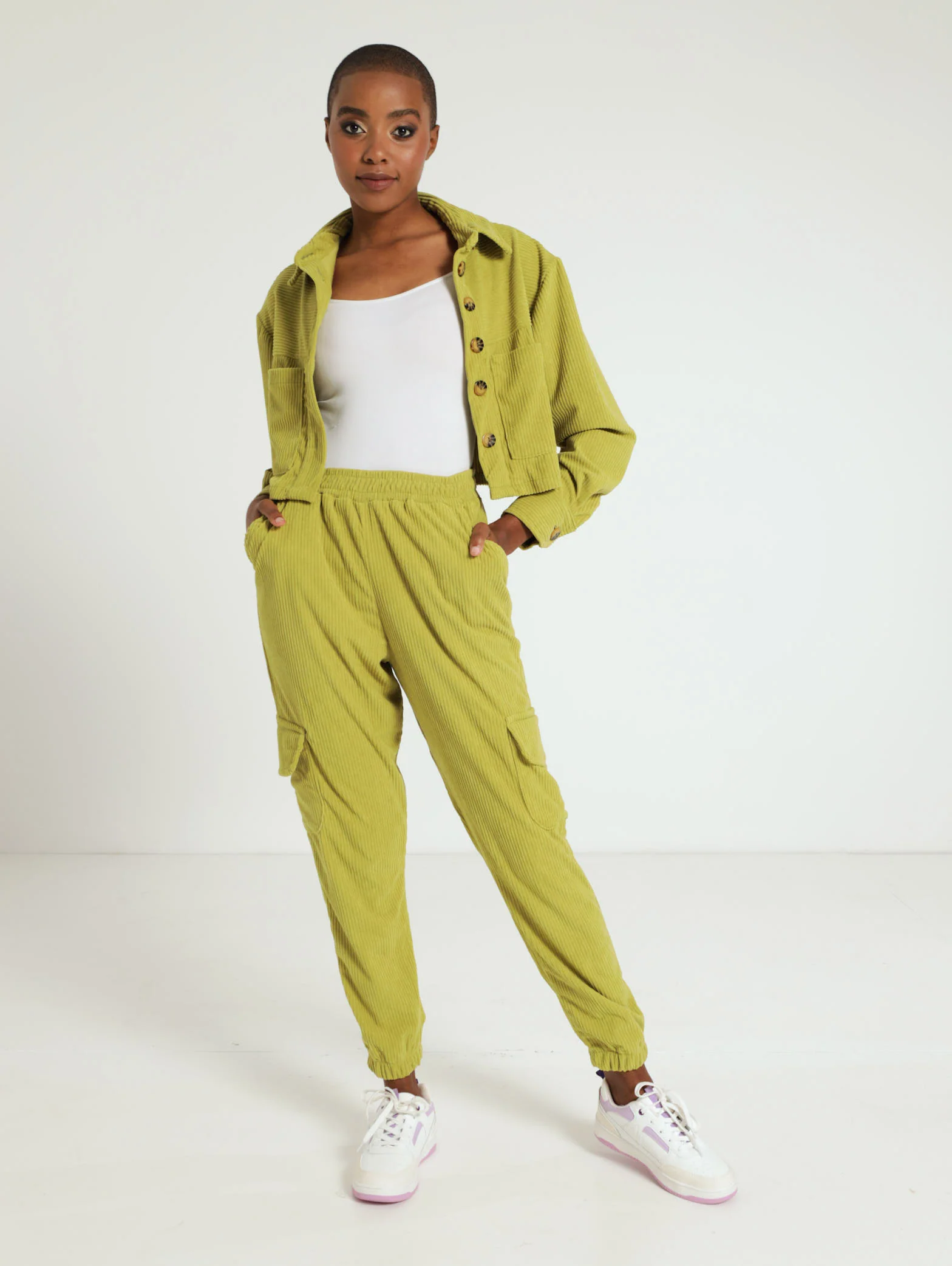 Cord Button Through Cropped Shirt - Image 2