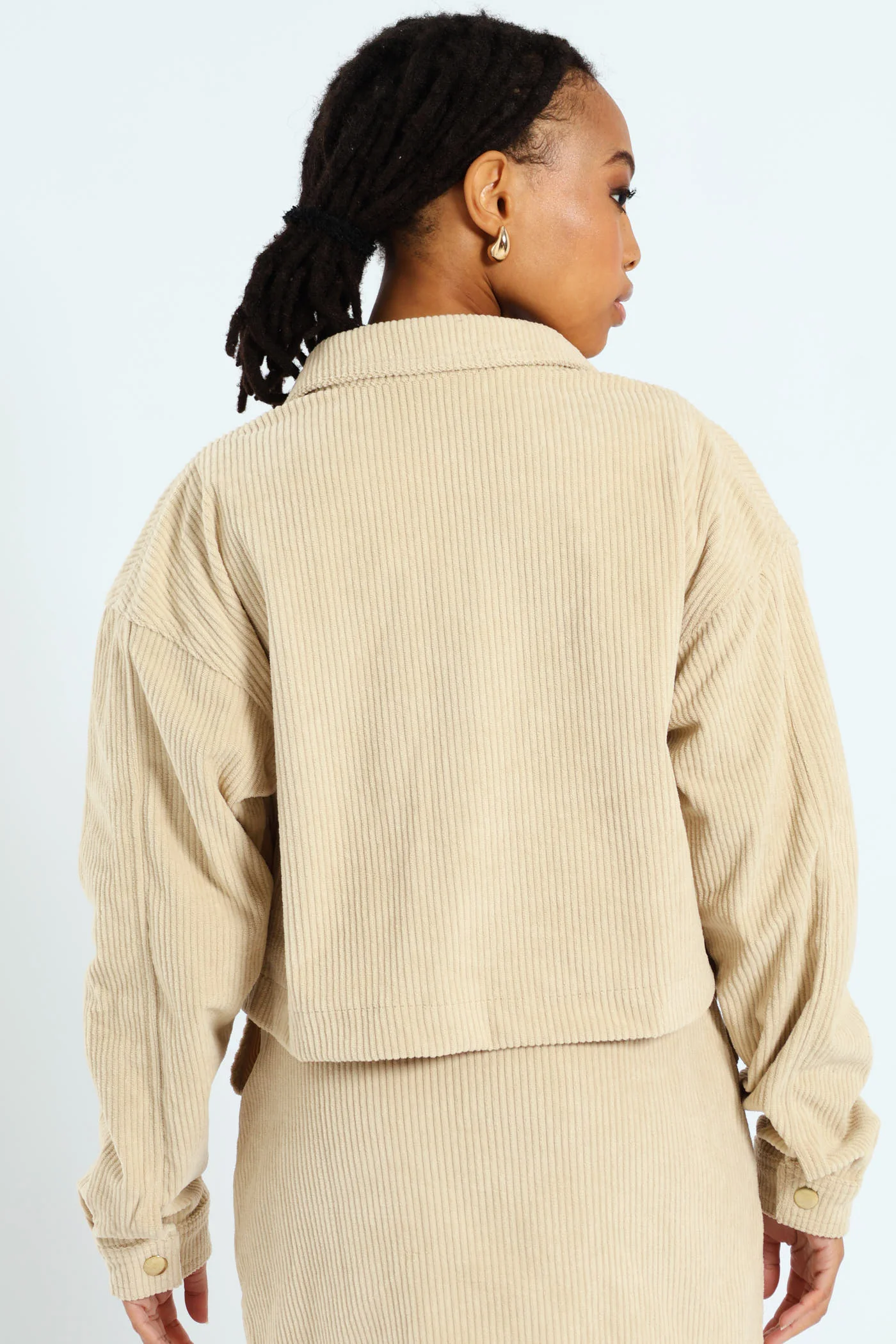 Corduroy Shacket - Brown - Image 4