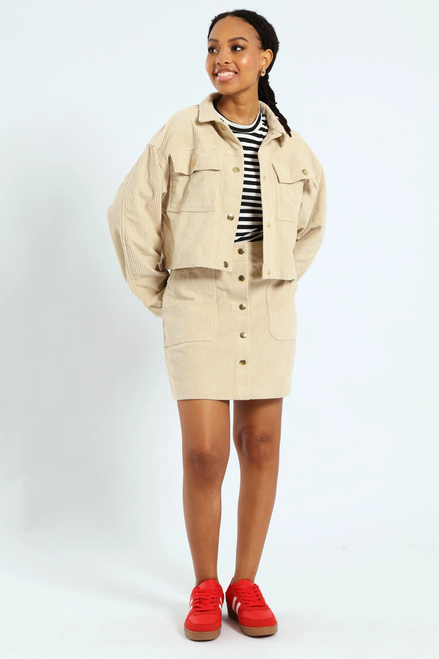 Corduroy Shacket - Brown - Image 5