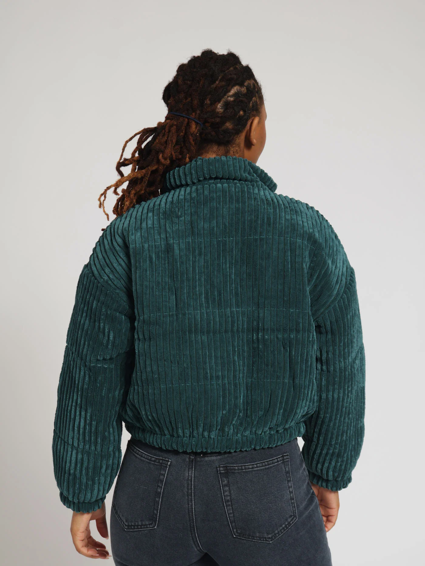 Corduroy Puffer Jacket - Teal - Image 3