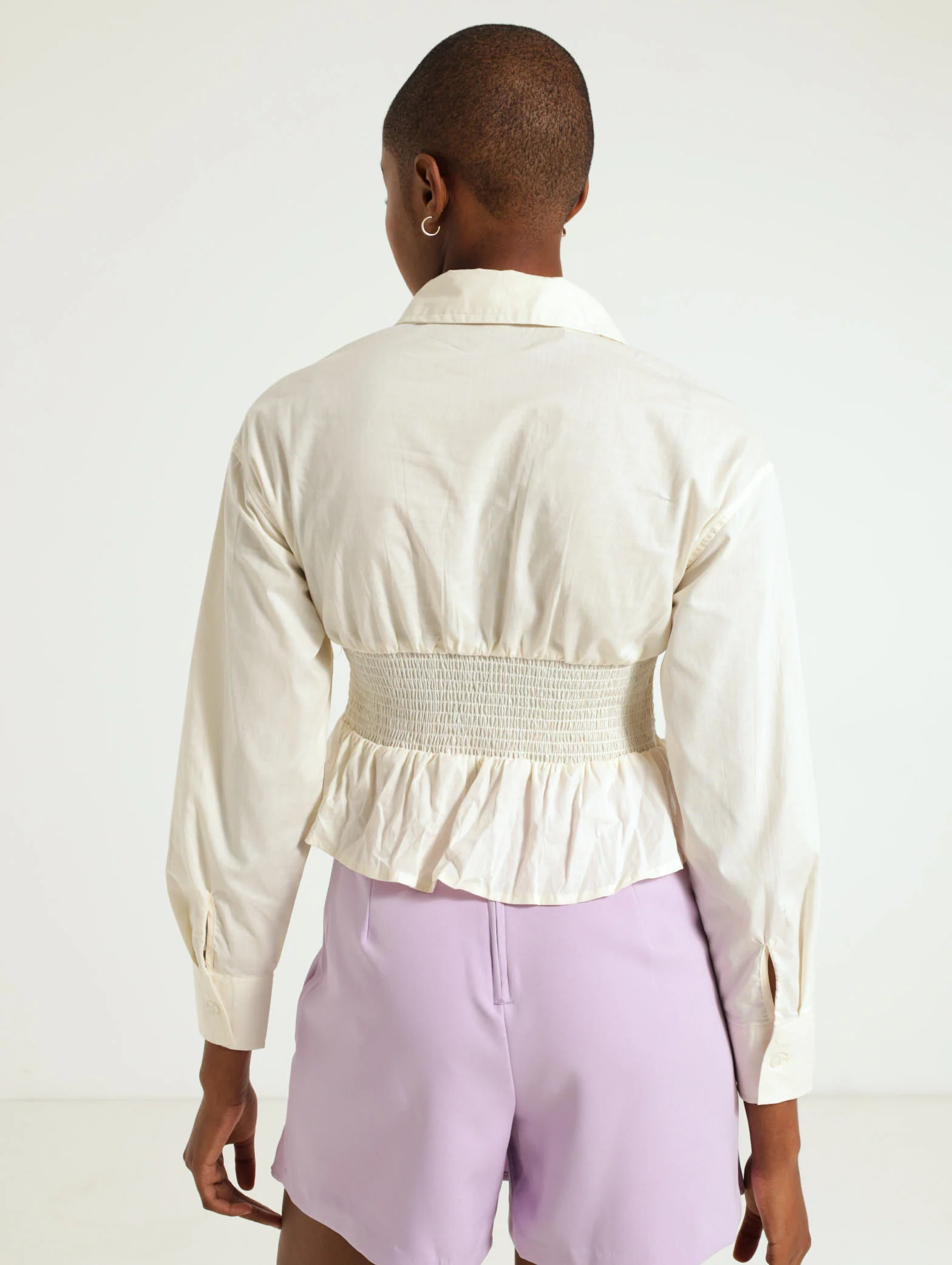Corset Shirred Detail Poplin Shirt - Image 3