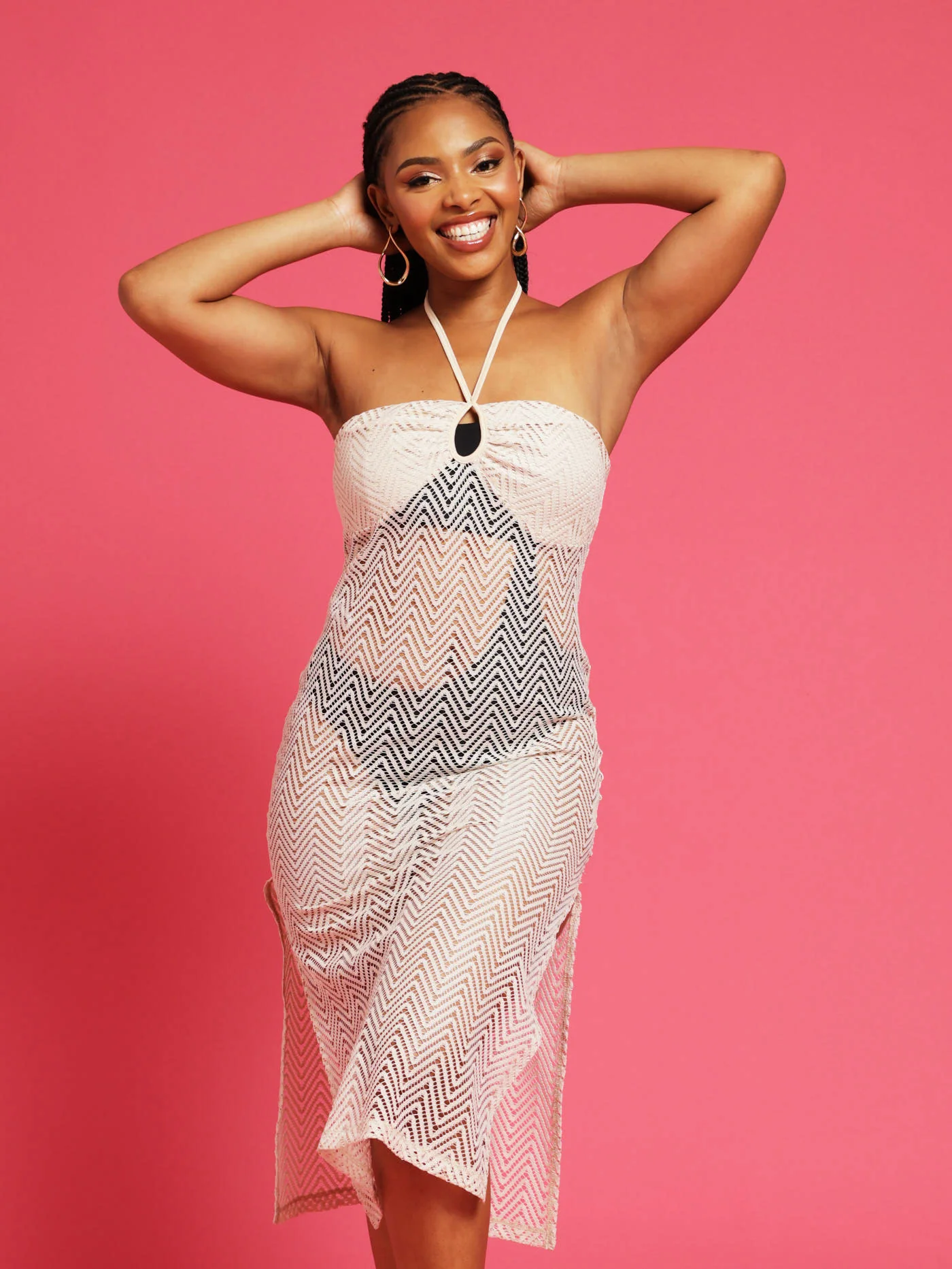 Coverup Halter Dress - Beige