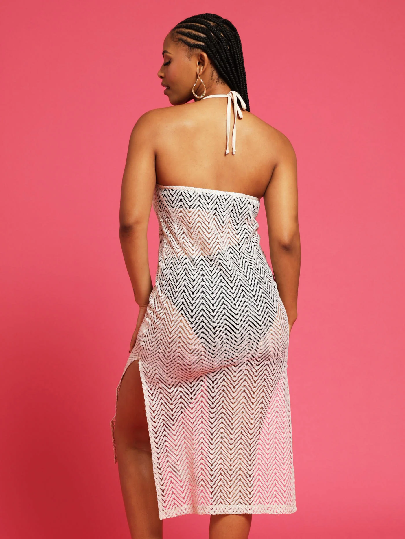 Coverup Halter Dress - Beige - Image 5