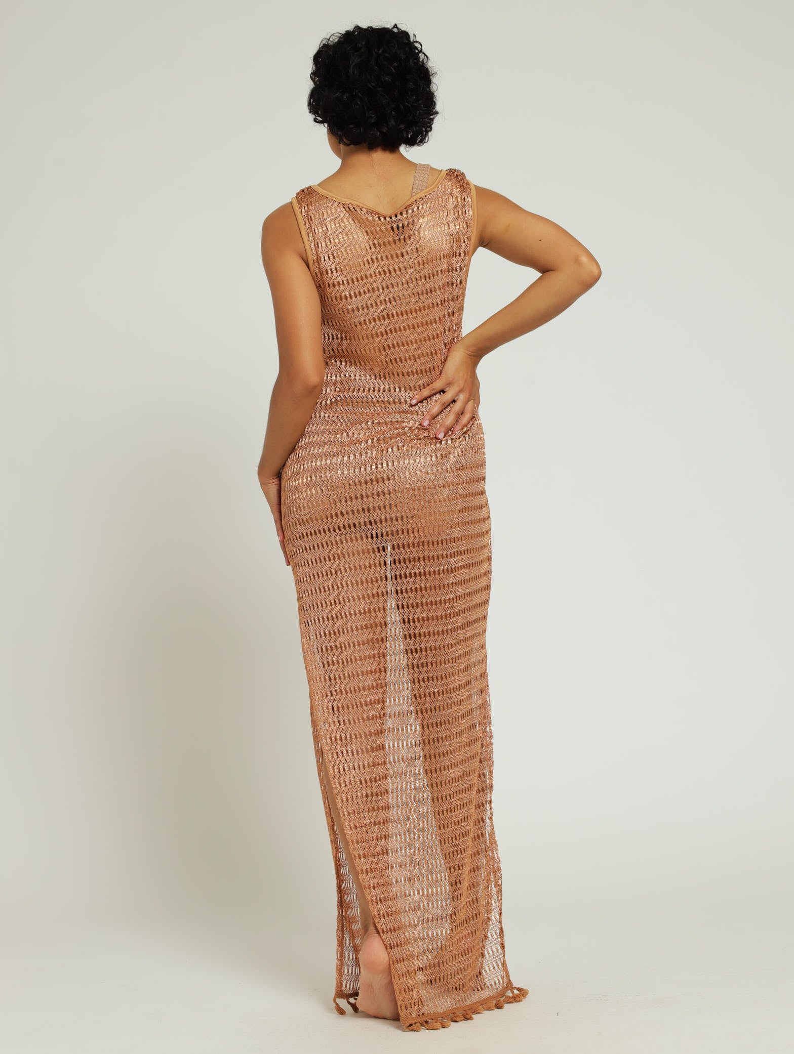 Coverup Tassel Maxi Dress - Bronze - Image 3