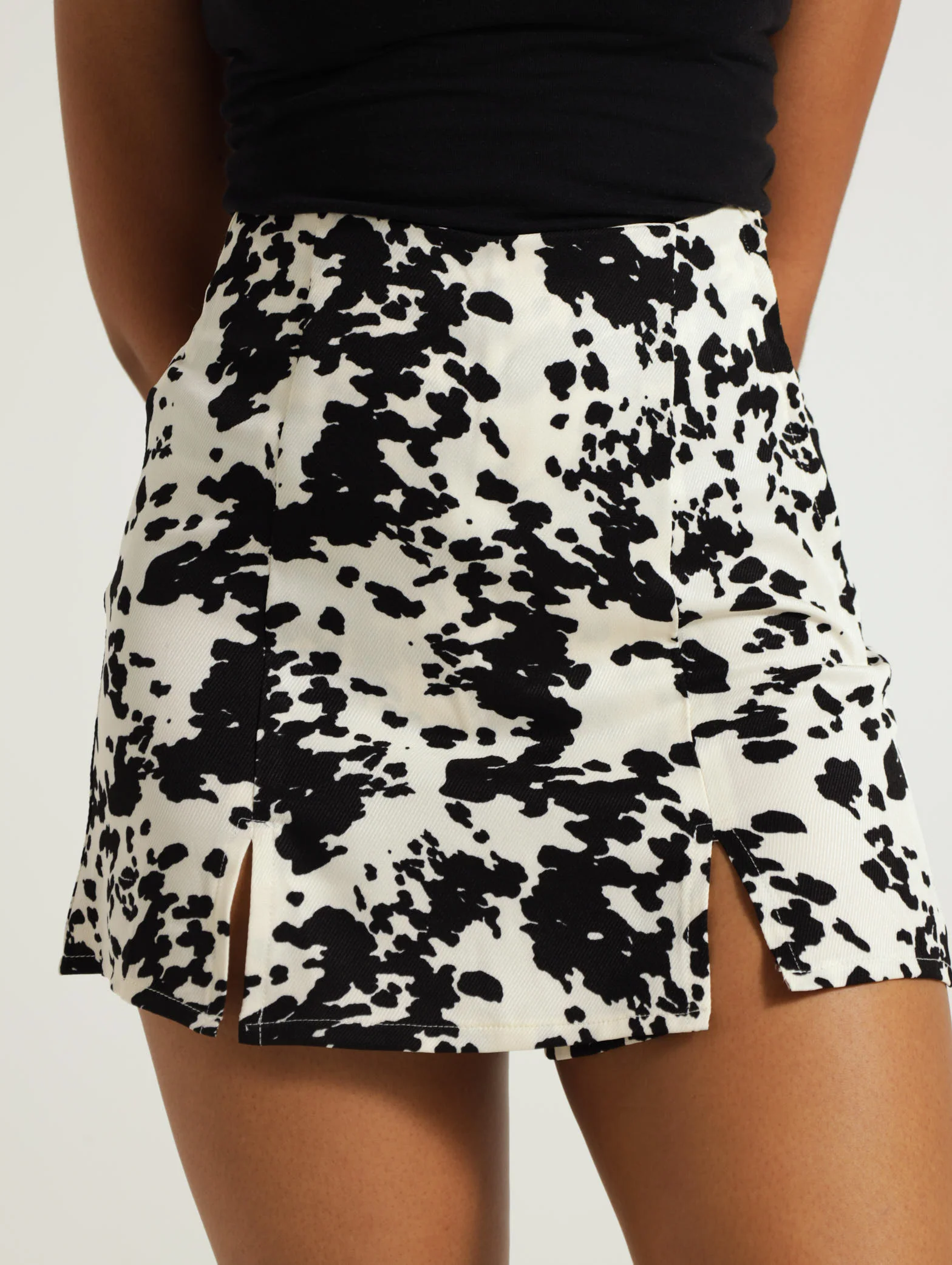 Cow Print Double Slit Skort