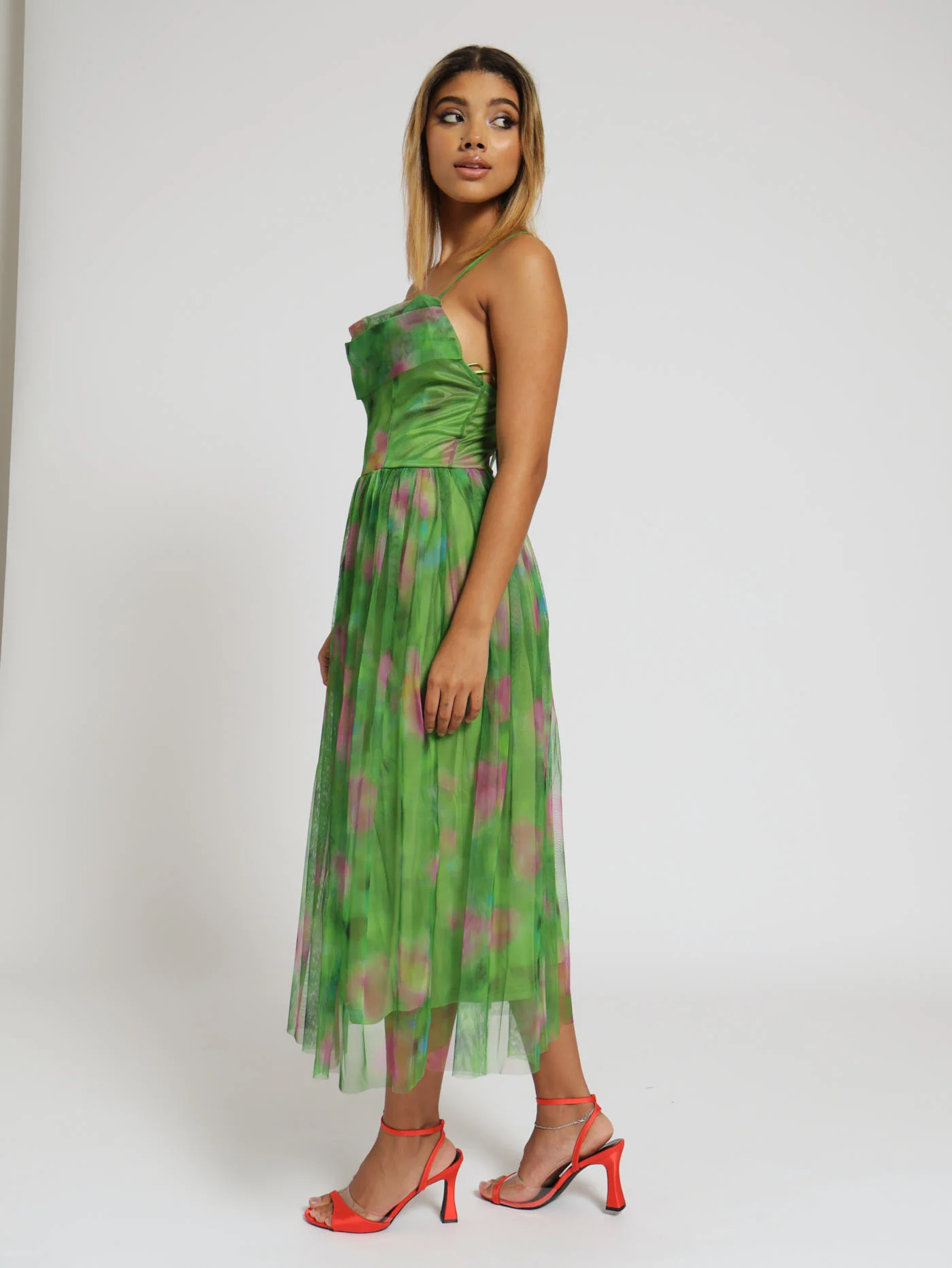 Cowl Neck Strappy Midi Prom Dress - Image 2