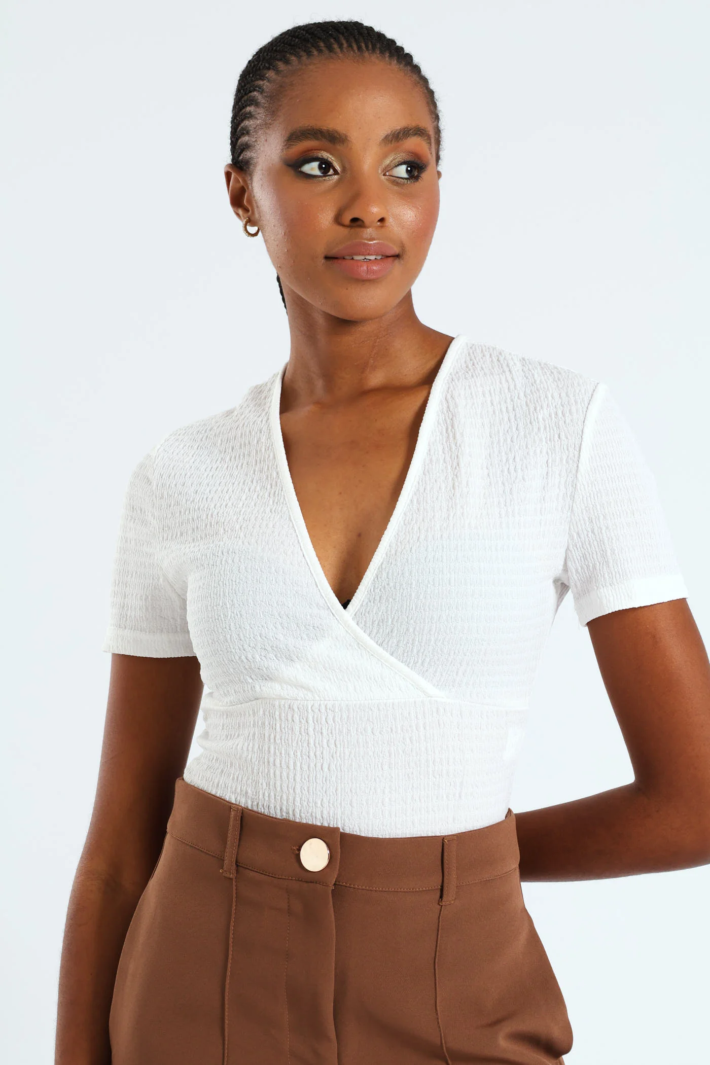 Crinkle Knit Crossover Crop - Image 3