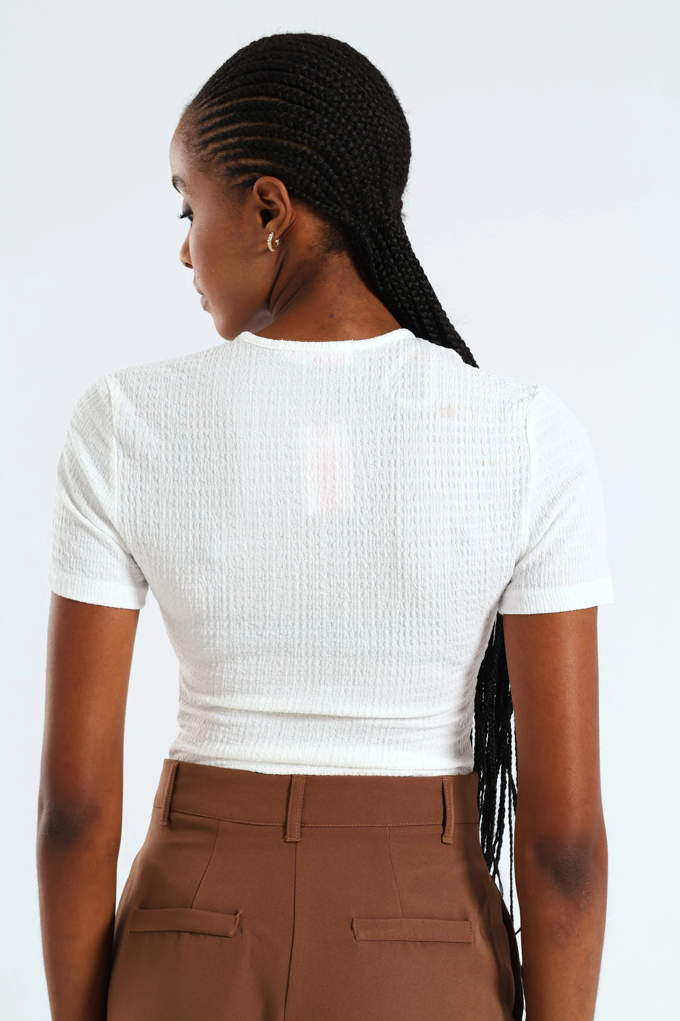 Crinkle Knit Crossover Crop - Image 4