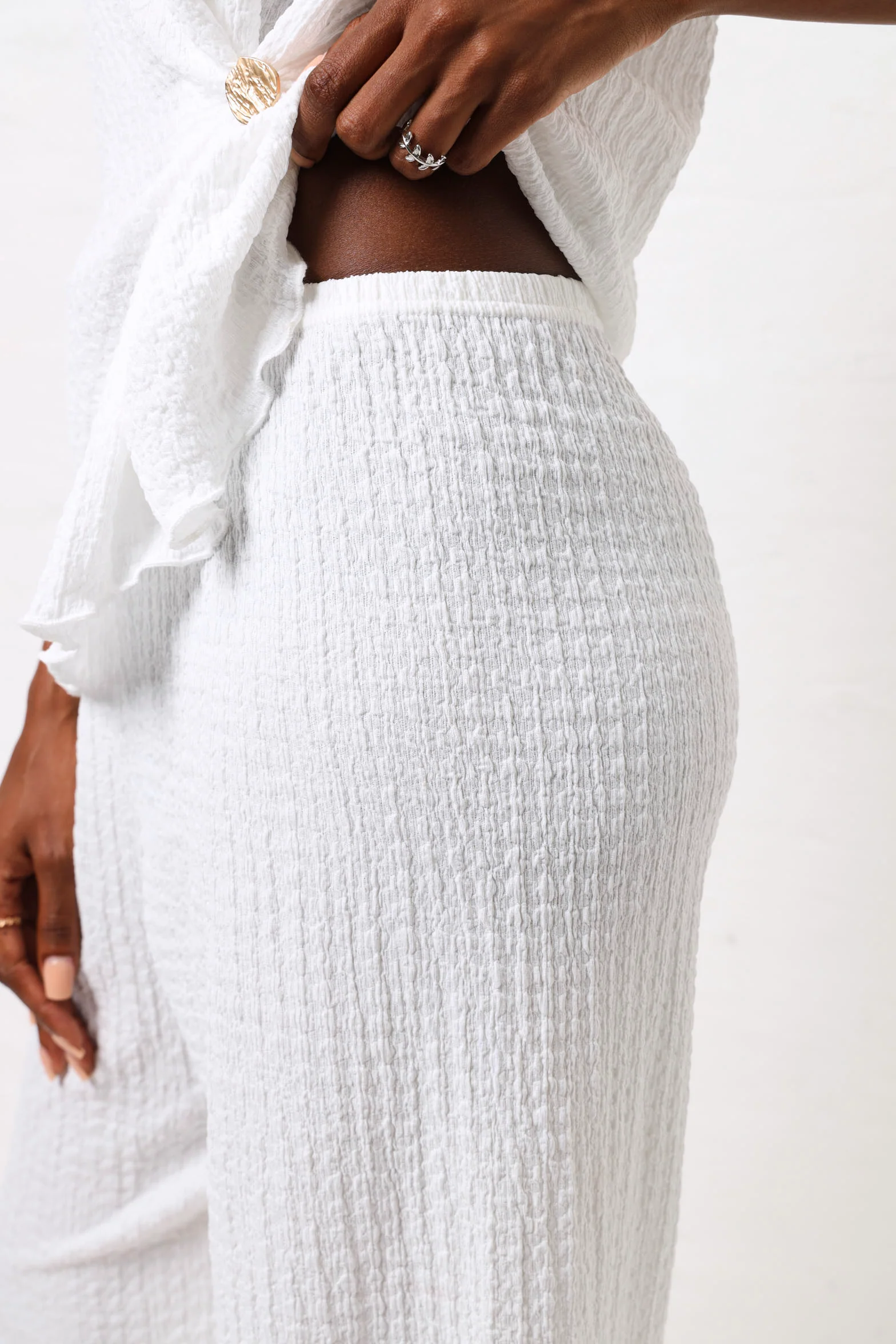 Crinkle Knit Culotte Pants - Milk - Image 4