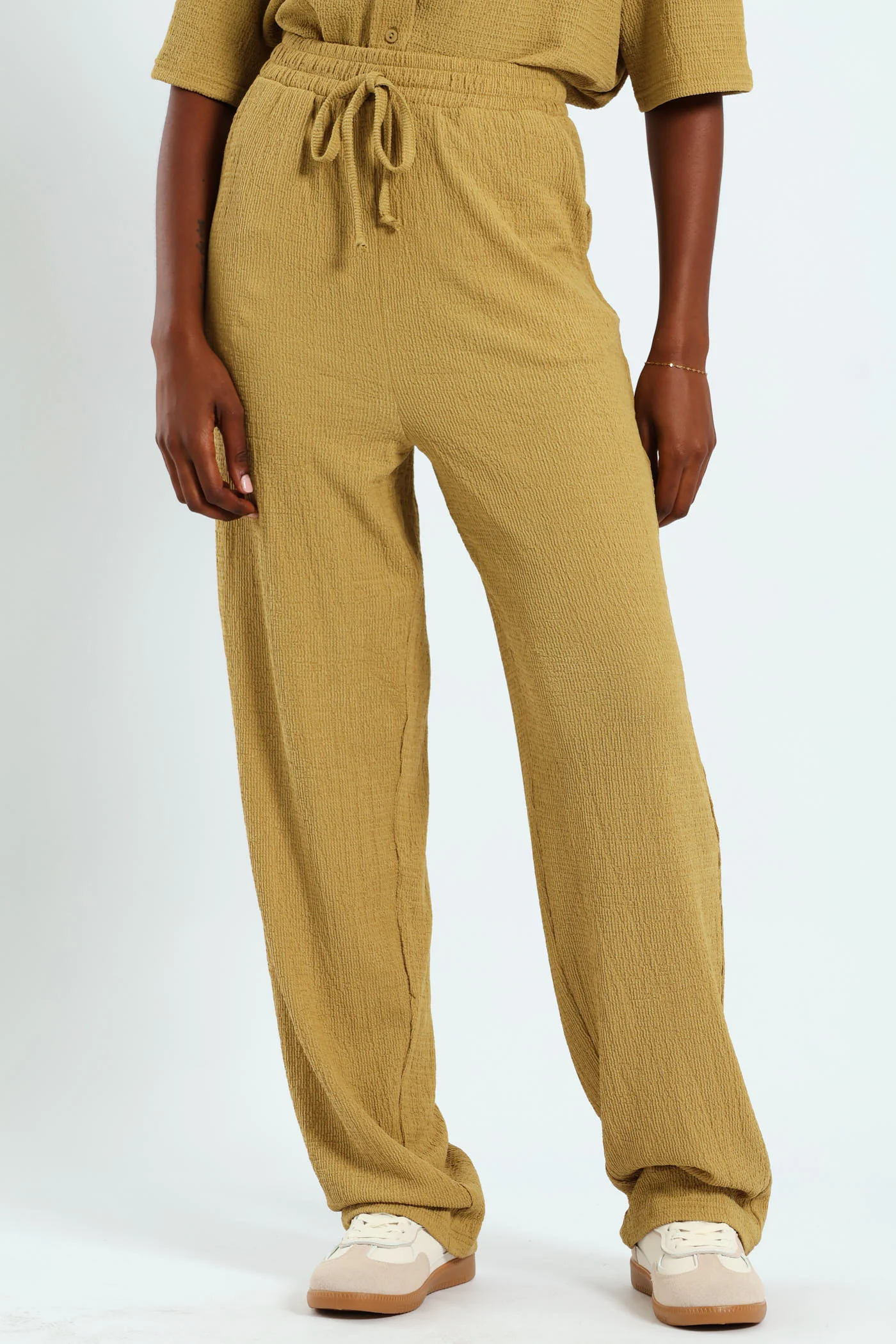 Crinkle Knit Pants - Avocado