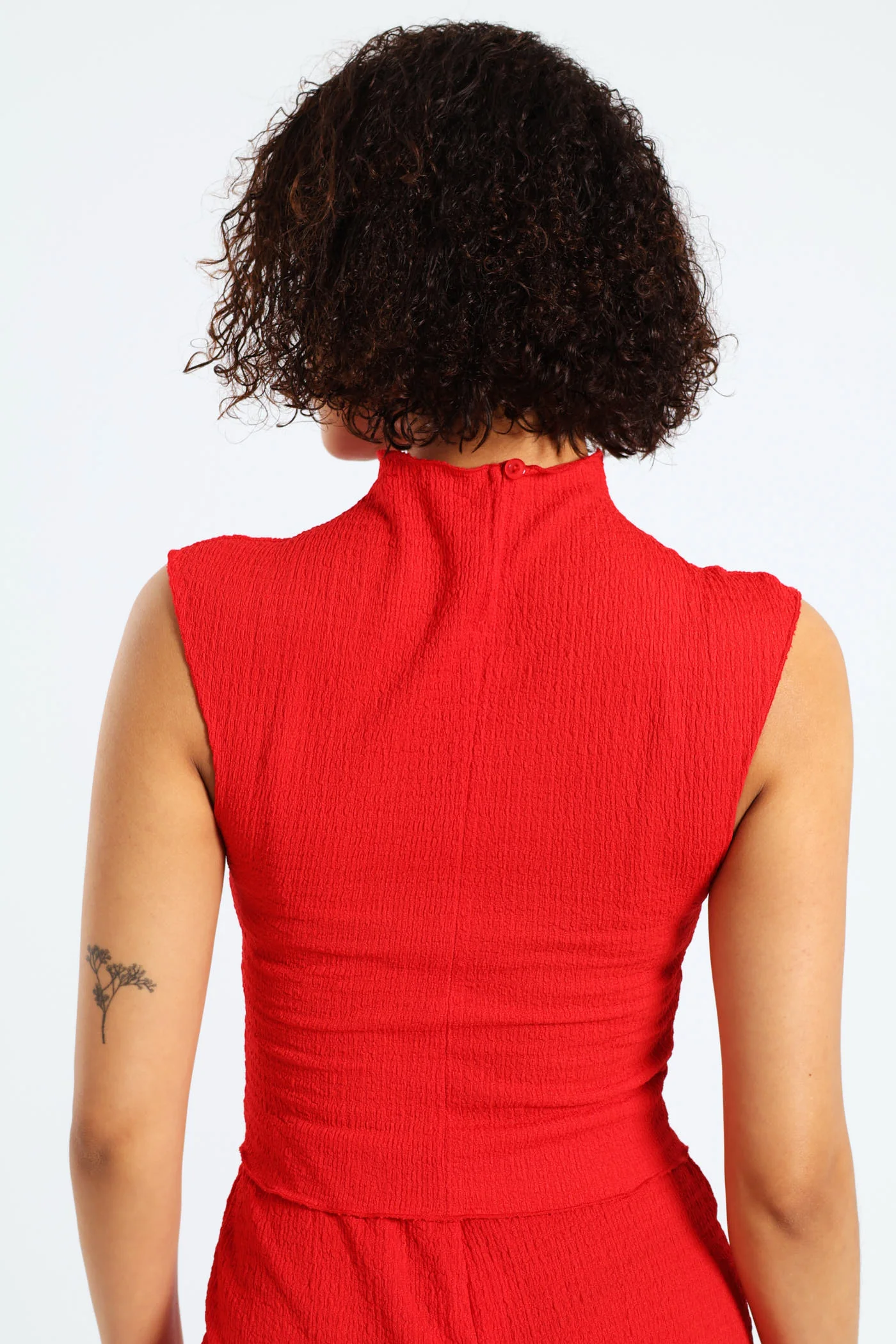 Crinkle Knit Top - Red - Image 4