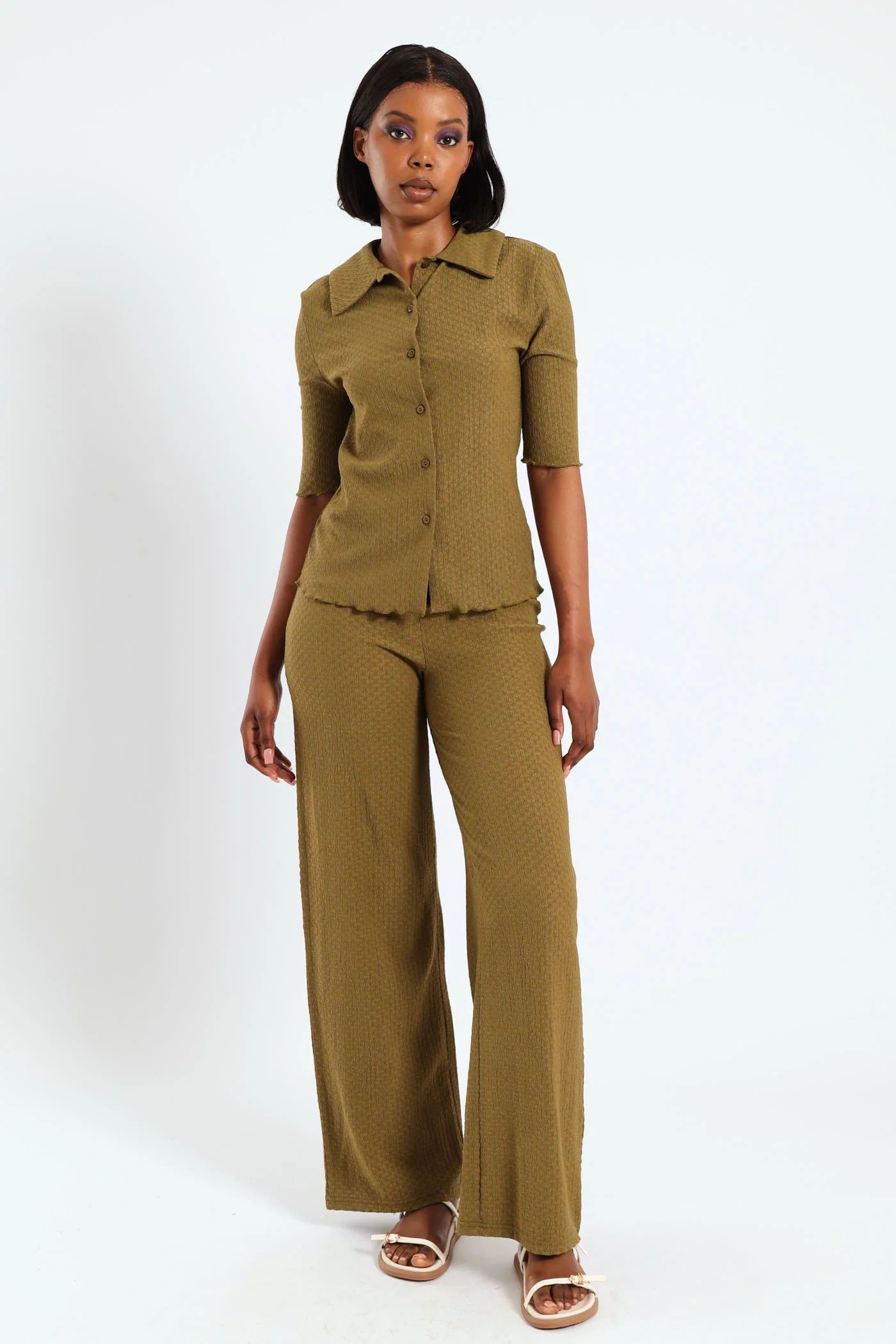 Crinkle Knit Wideleg - Fatigue - Image 2