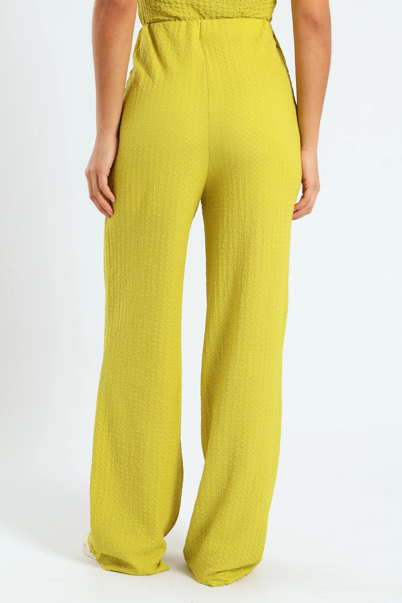 Crinkle Knit Wideleg Pants - Chartreuse - Image 6