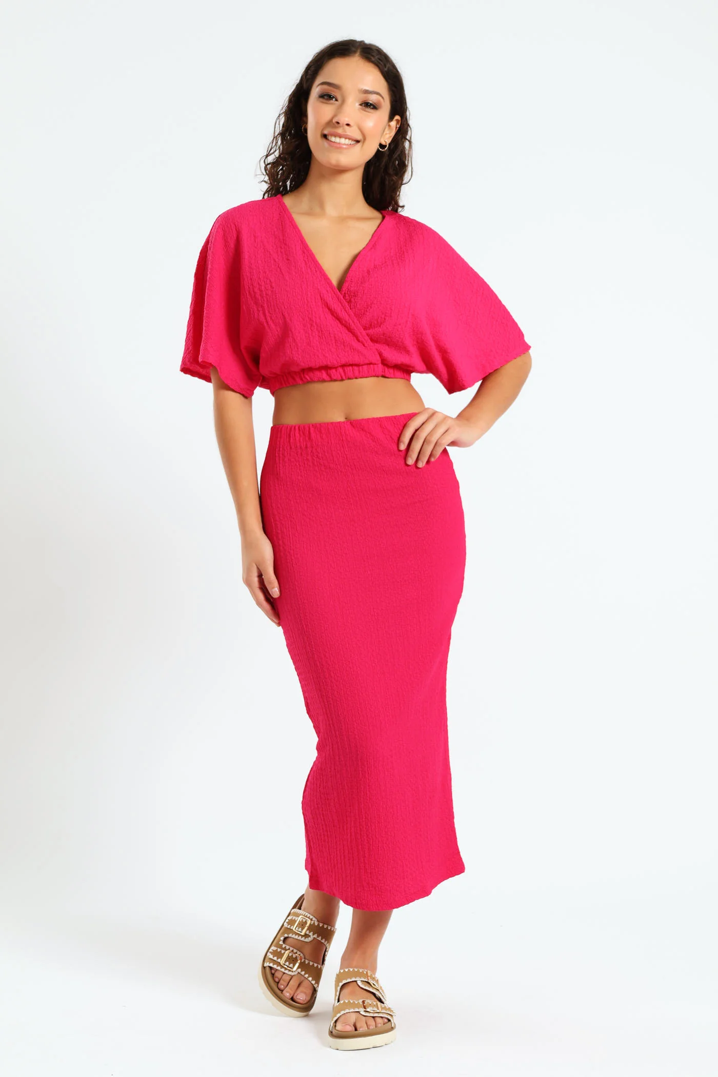 Crinkle Midaxi Skirt - Pink - Image 2