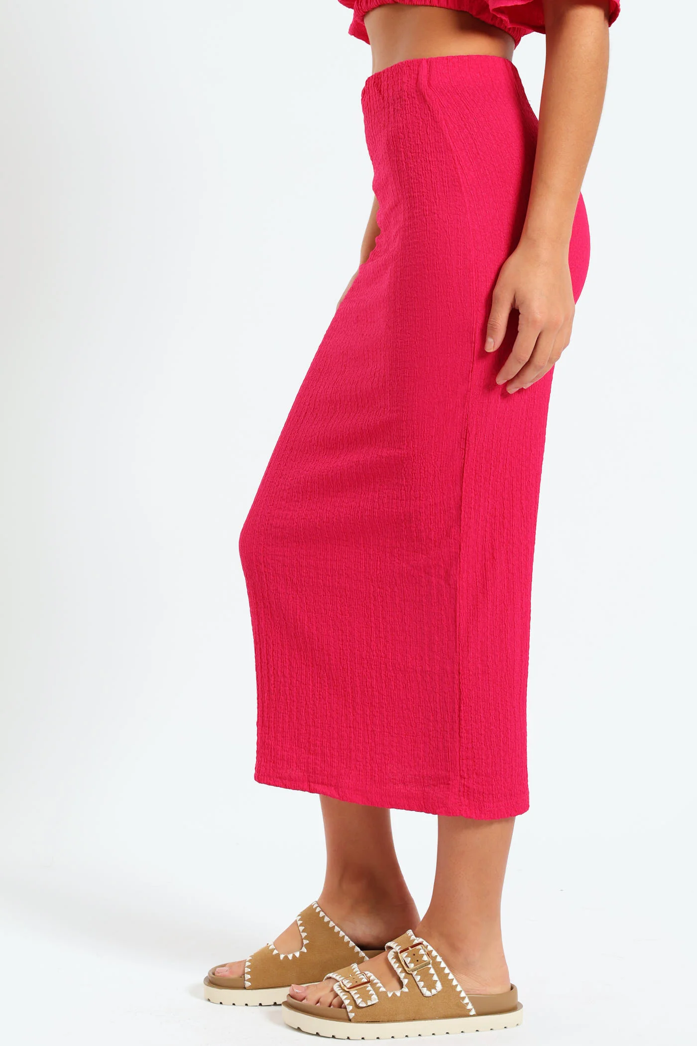 Crinkle Midaxi Skirt - Pink - Image 3