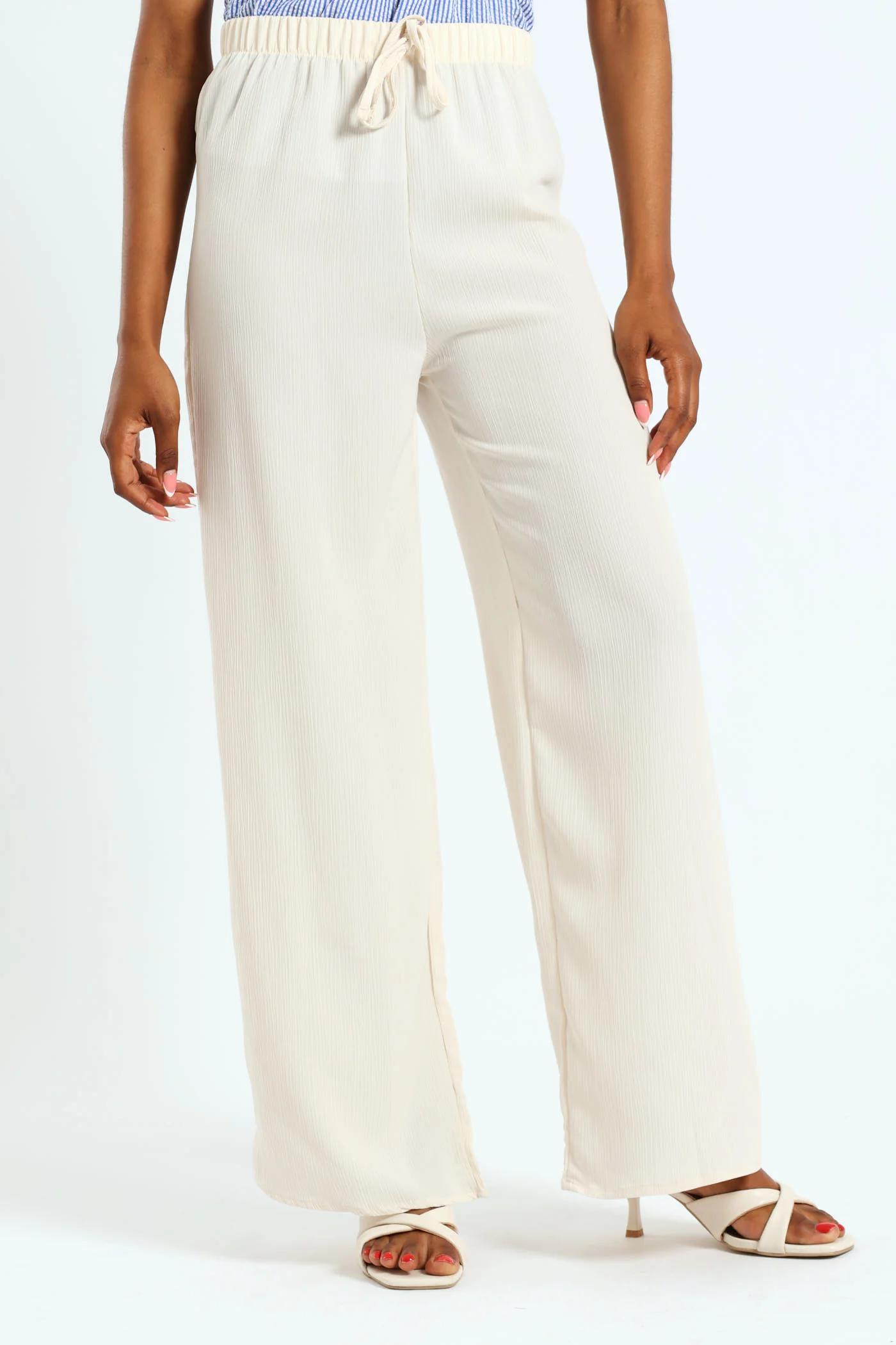 Crinkle Pants With Pockets - Cream - Image 5