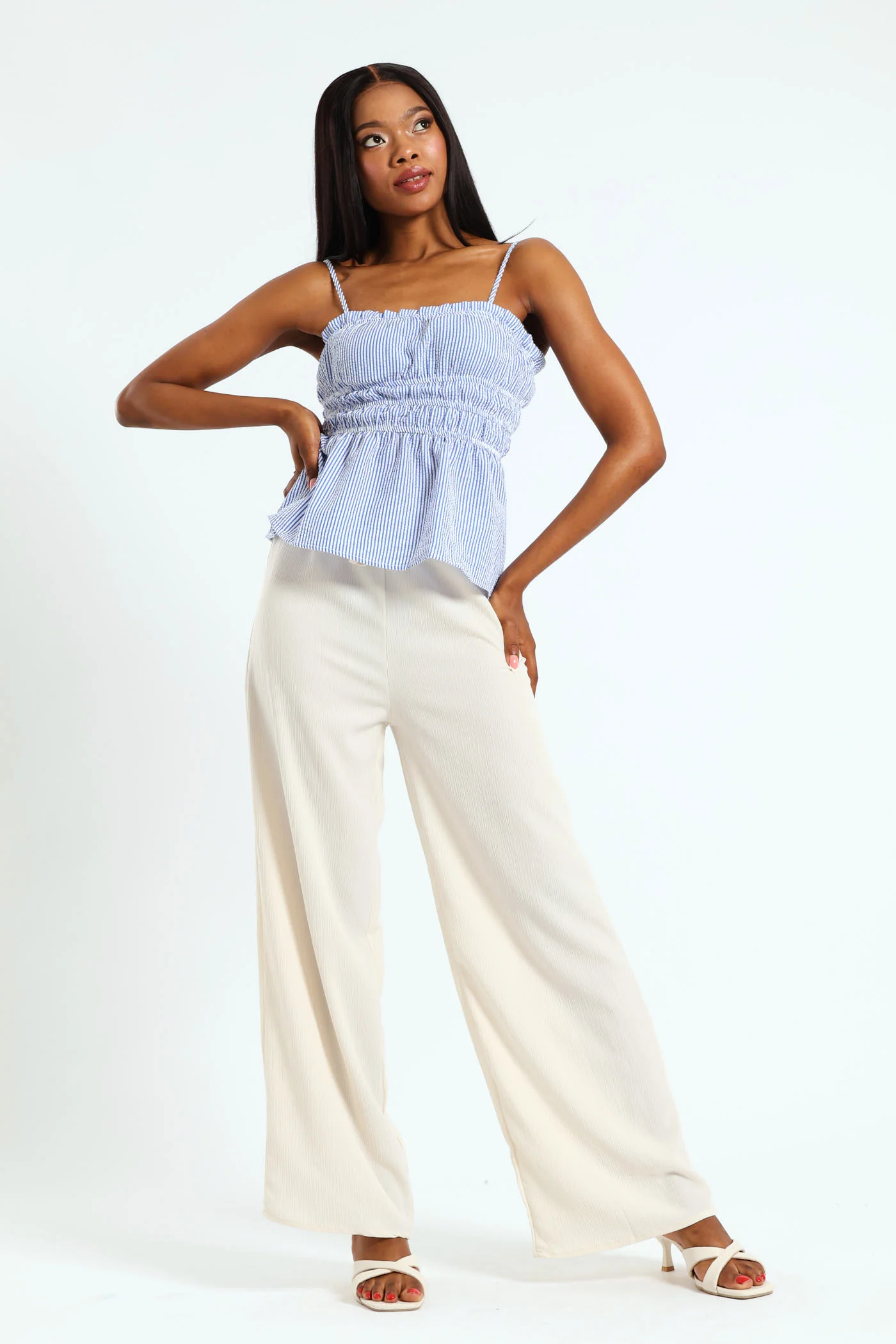 Crinkle Pants With Pockets - Cream - Image 6