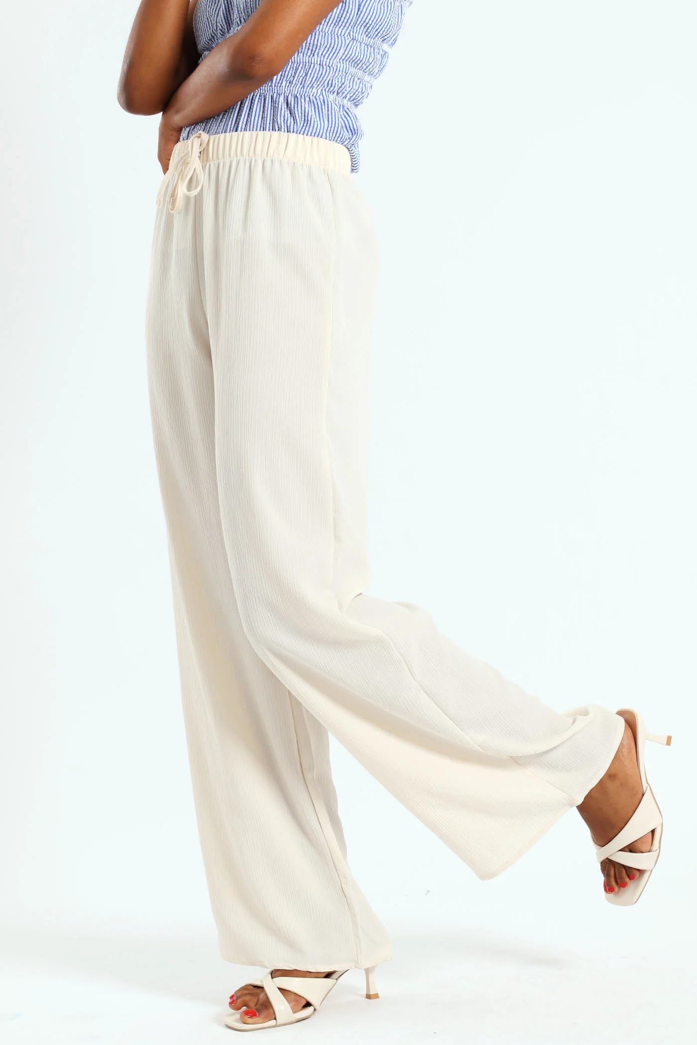 Crinkle Pants With Pockets - Cream - Image 8
