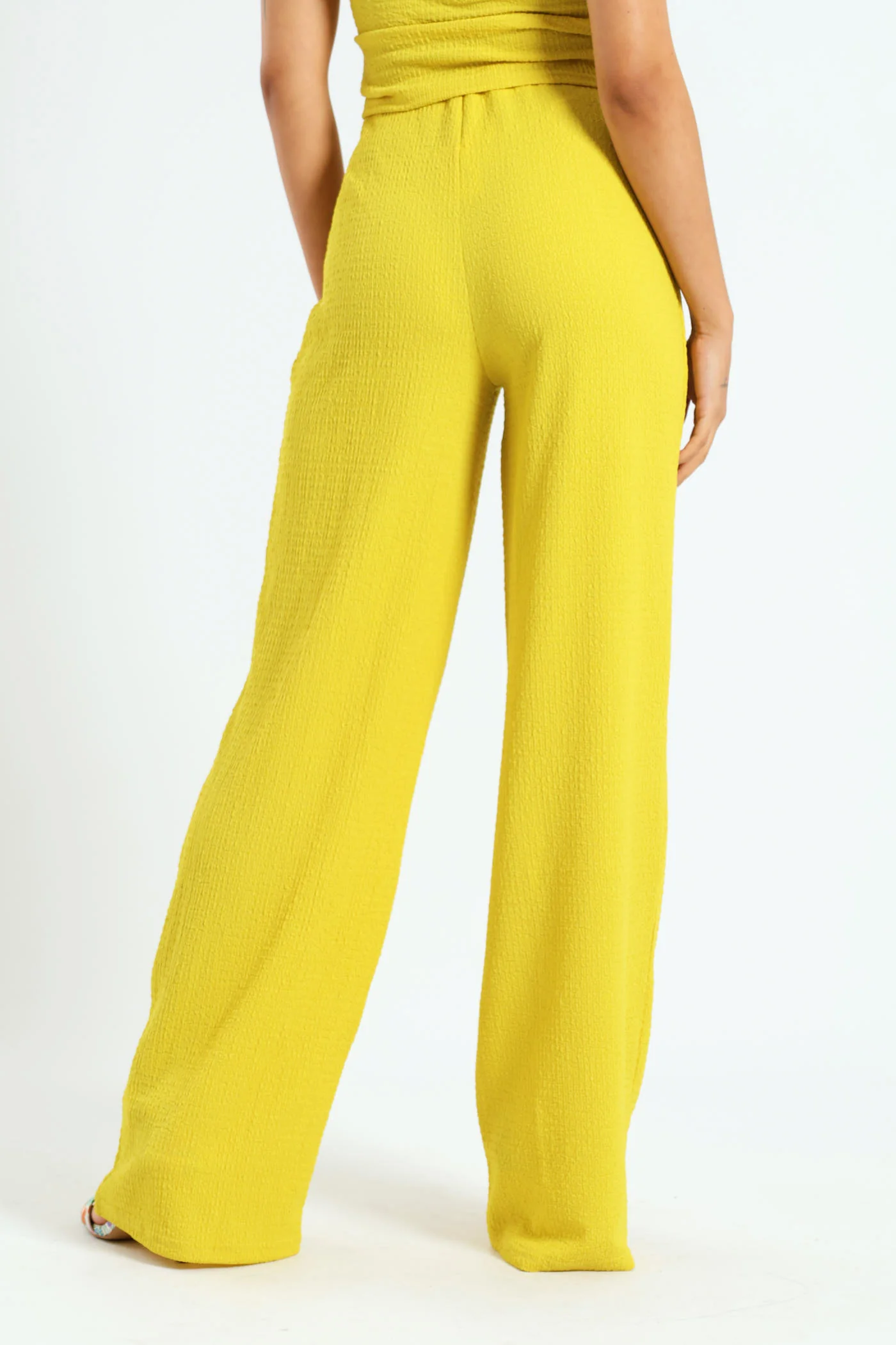 Crinkle Wideleg Pants - Chartreuse - Image 4