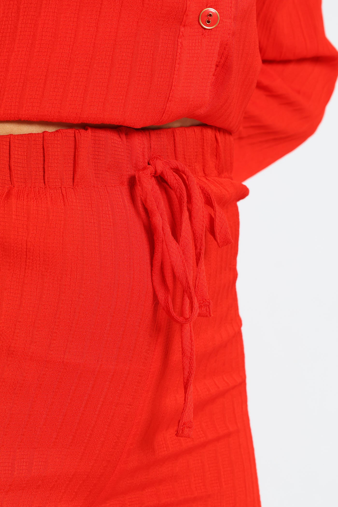 Crinkle Wideleg Pants - Red - Image 4