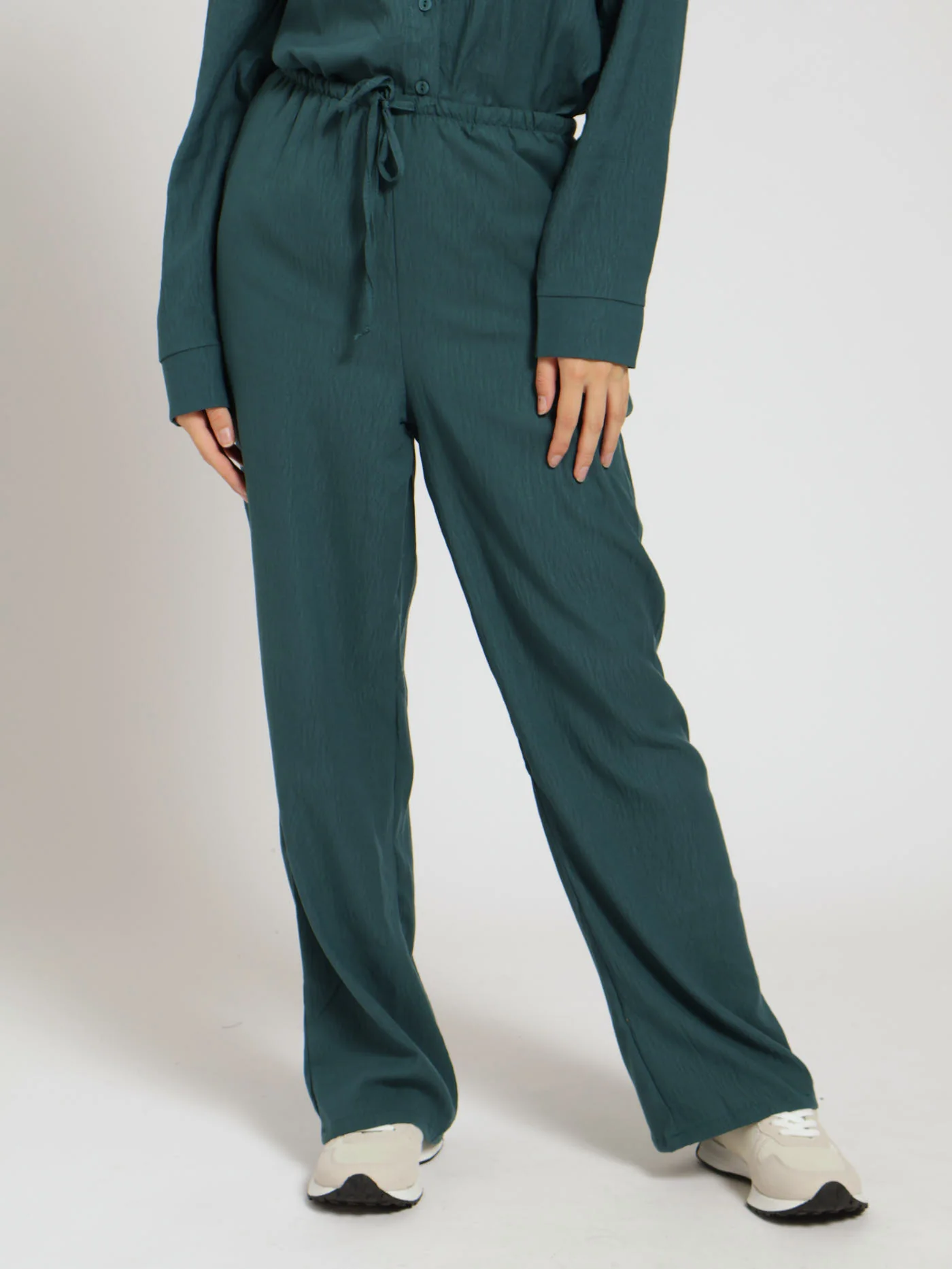 Crinkle Wideleg Pants - Teal
