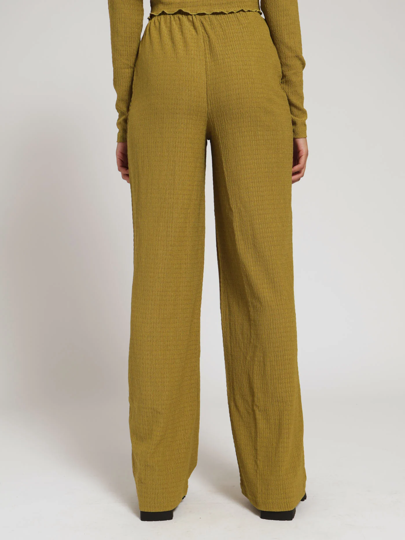 Crinkle Wideleg Pants - Chartreuse - Image 3