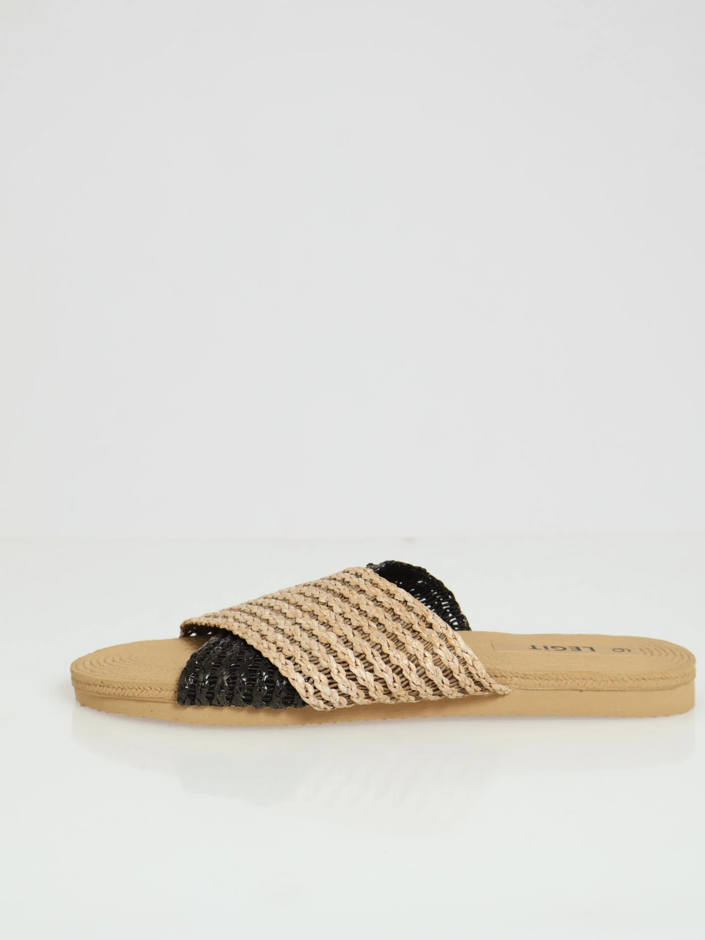 Criss Cross Raffia Colour Block Mule Sandal - Image 2