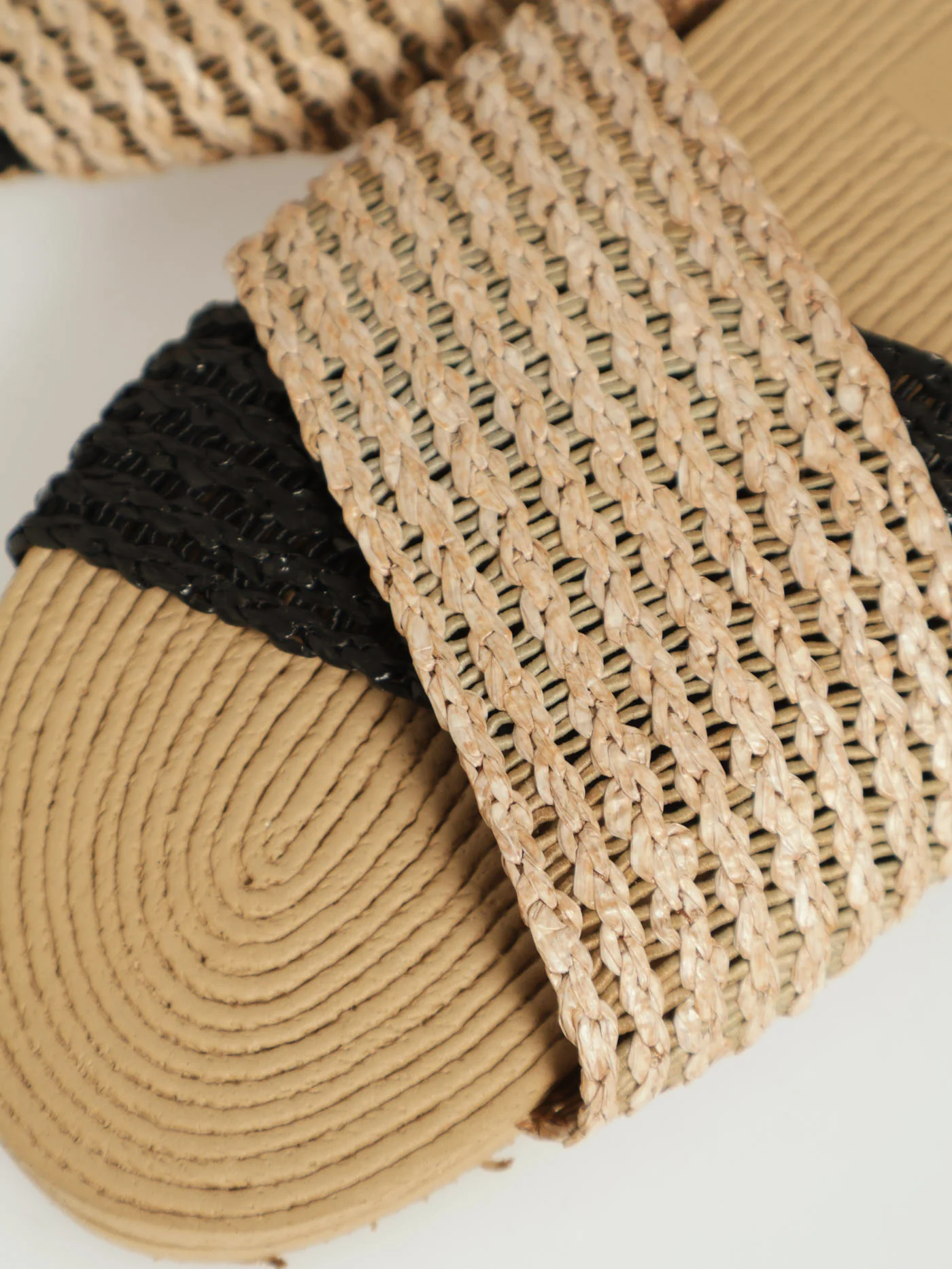 Criss Cross Raffia Colour Block Mule Sandal - Image 3