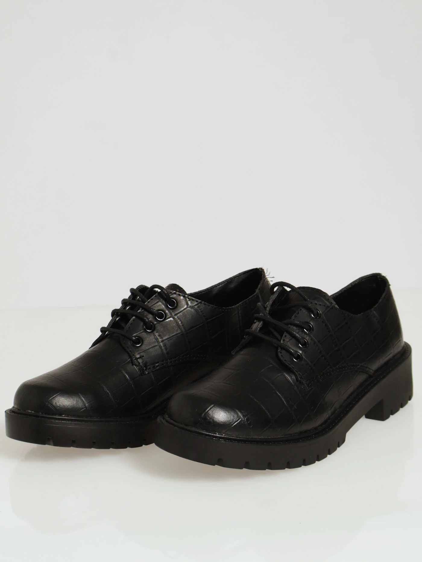 Croc Patent Lace Up - Black - Image 3
