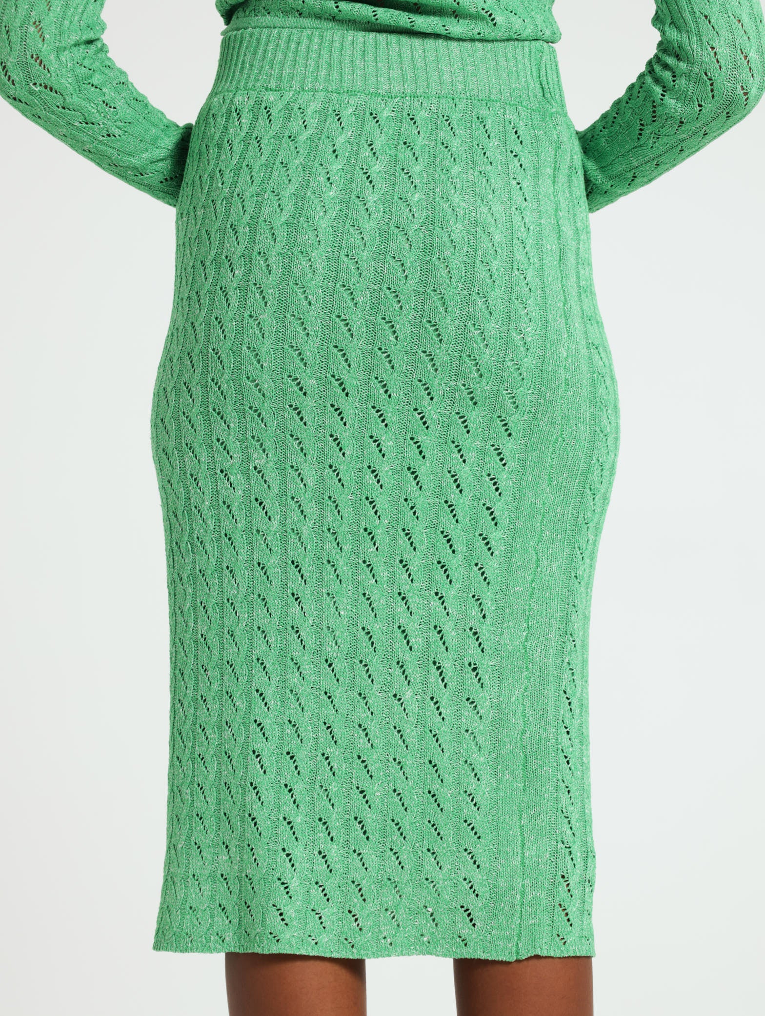 Crochet Green Melange Pencil Skirt - Image 5