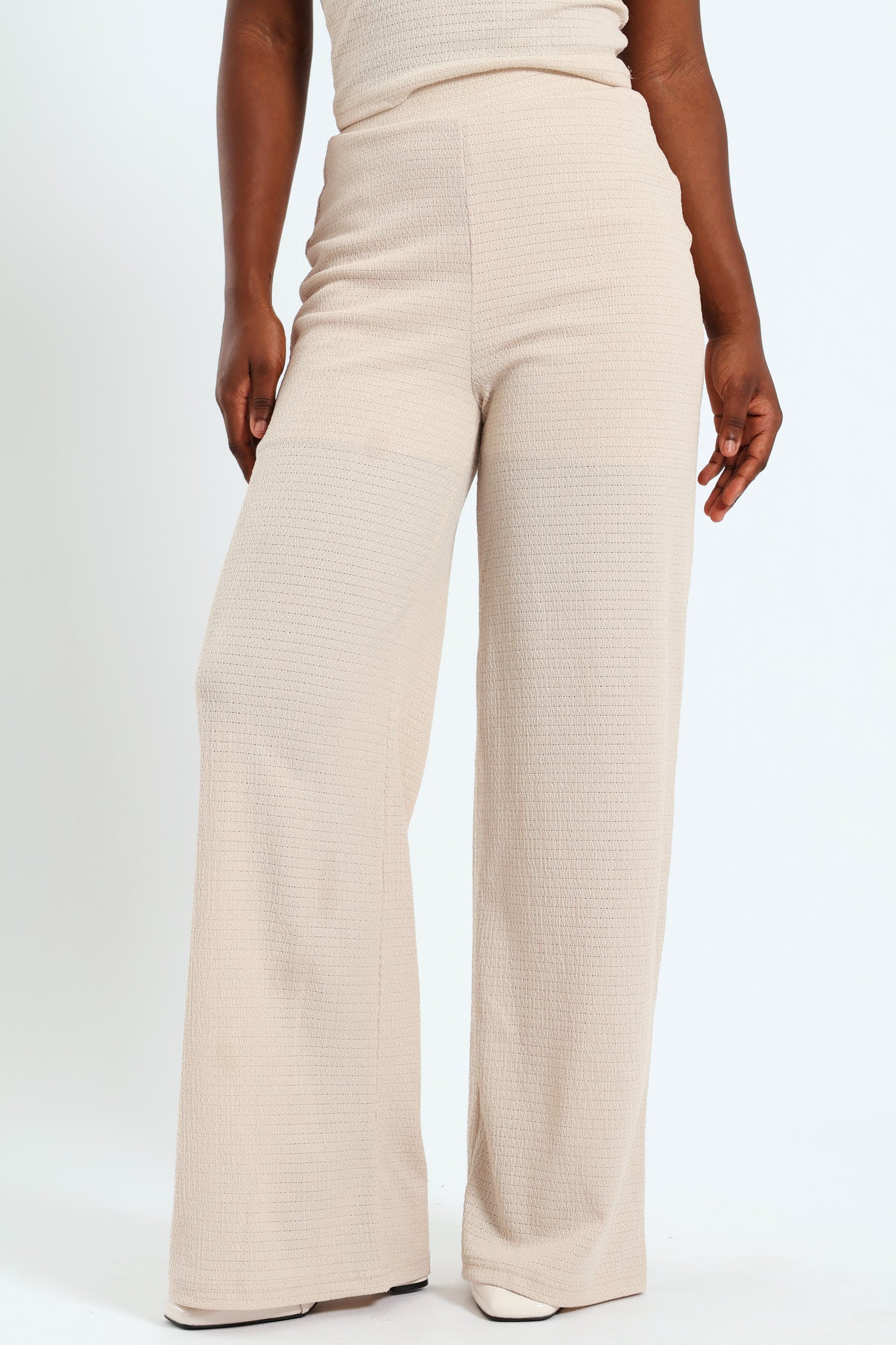 Crochet Look Knit Pant - Beige