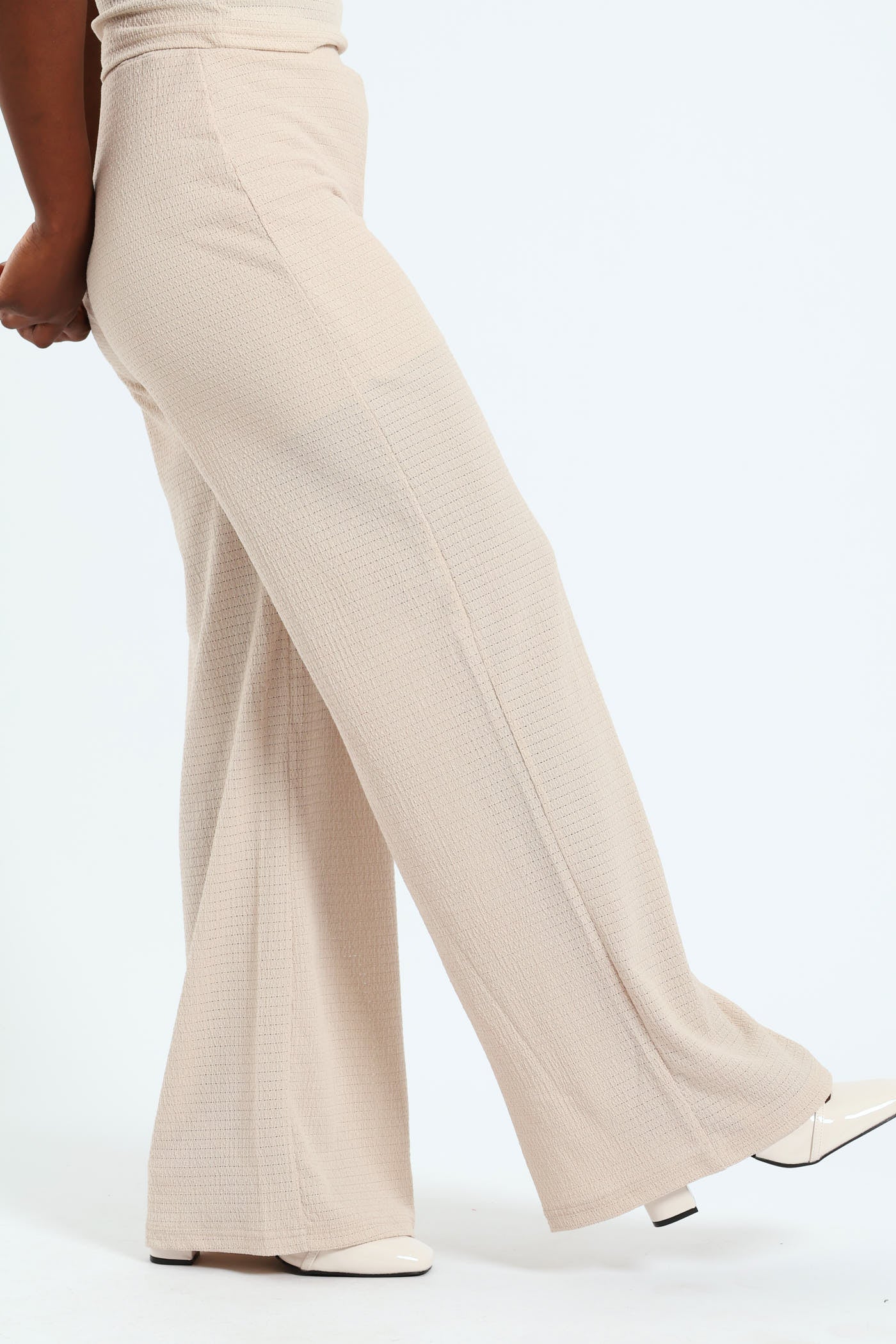 Crochet Look Knit Pant - Beige - Image 3