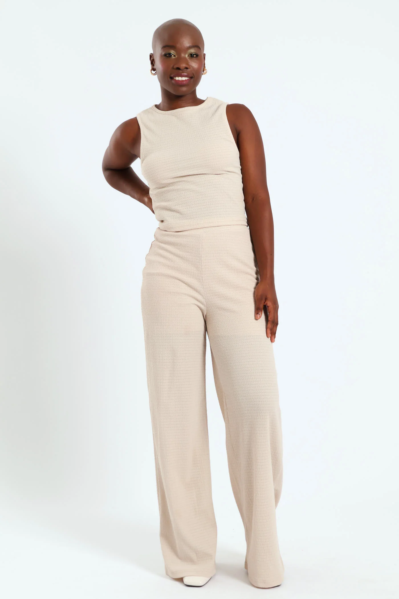 Crochet Look Tank - Beige - Image 2