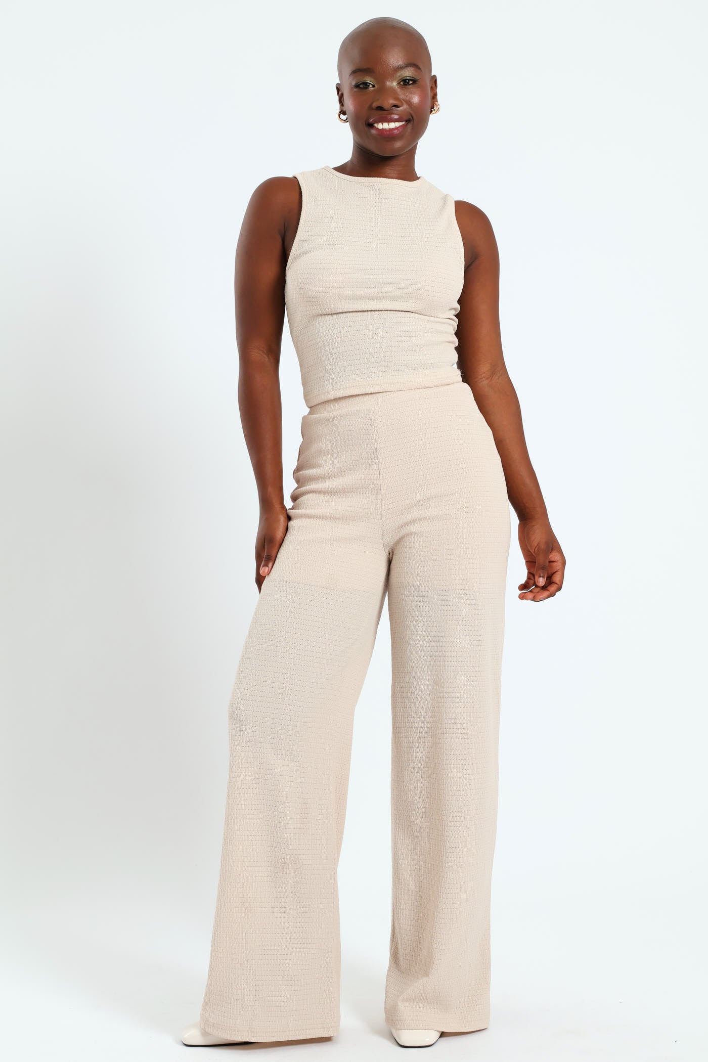 Crochet Look Tank - Beige - Image 3