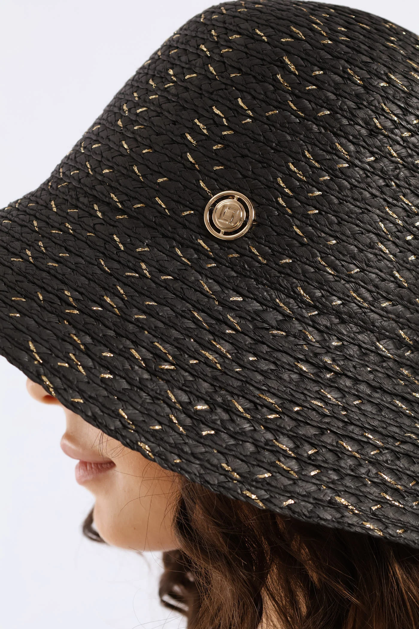 Crochet Metallic Bucket Hat - Black - Image 4