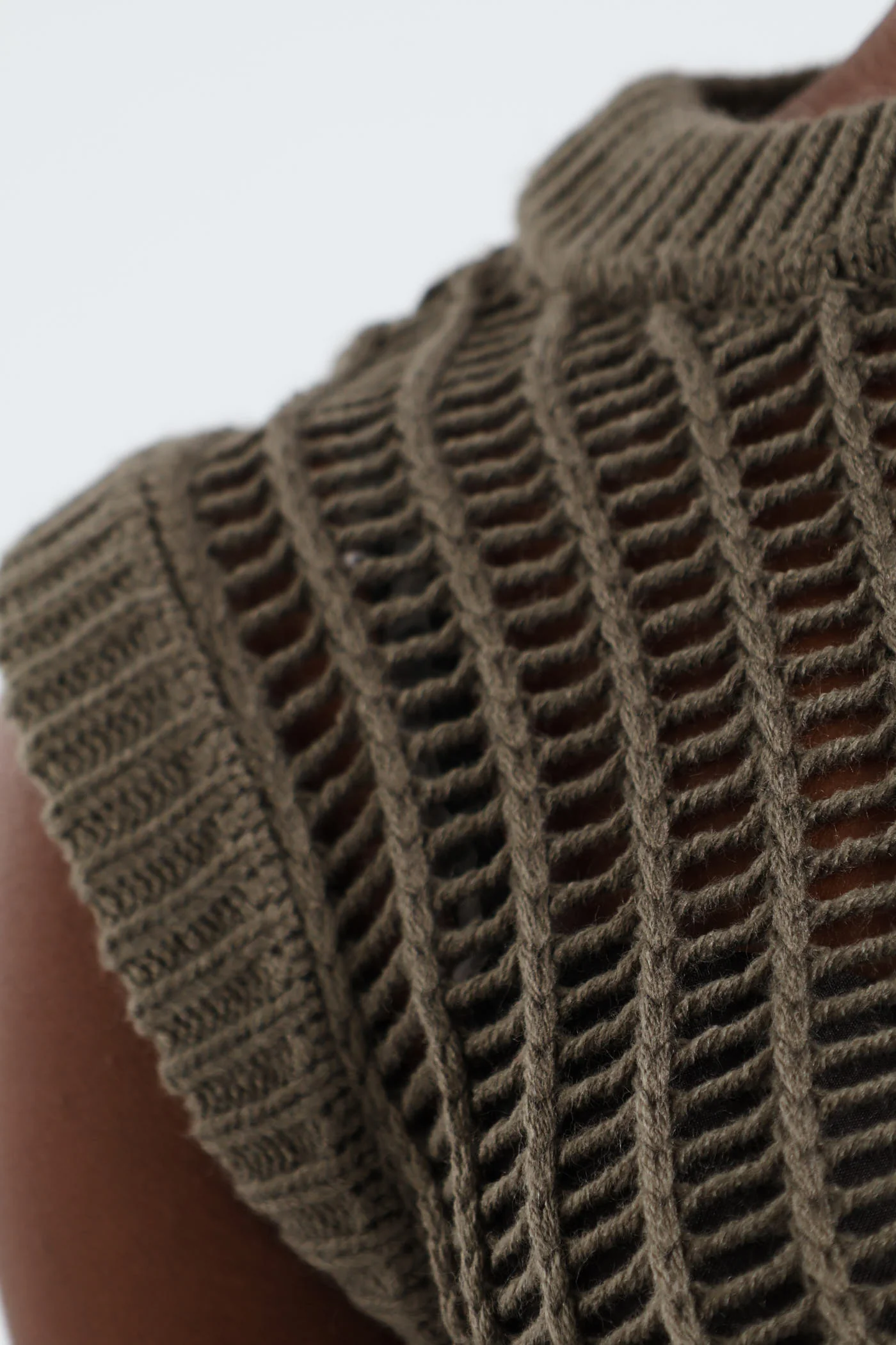 Crochet Tank Top - Khaki - Image 4