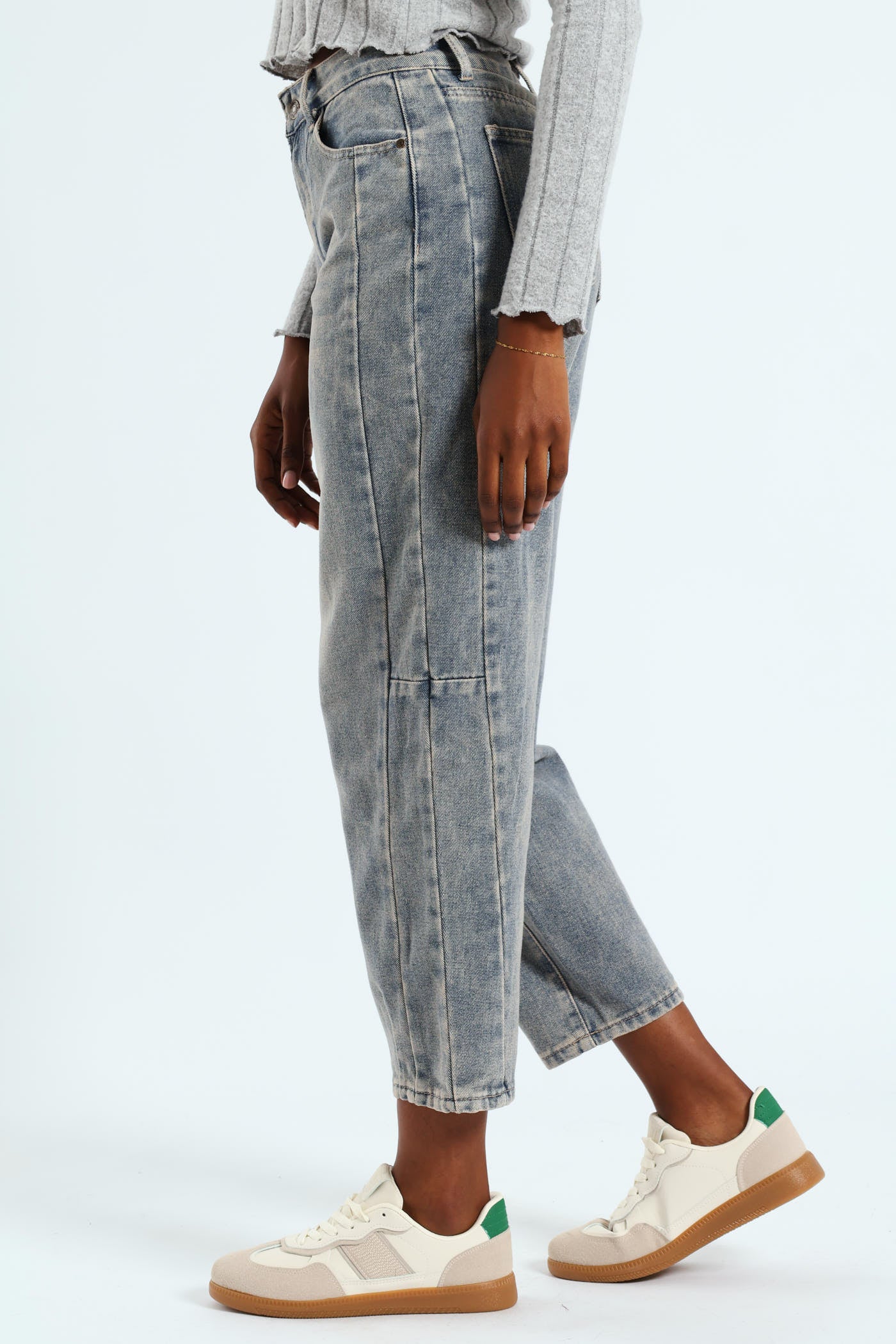 Crop Barrel Leg Jean - Indigo - Image 3