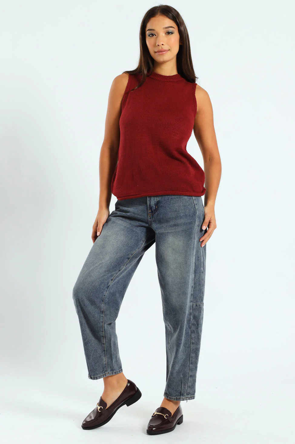 Crop Barrel Leg Jean - Stonewash - Image 7