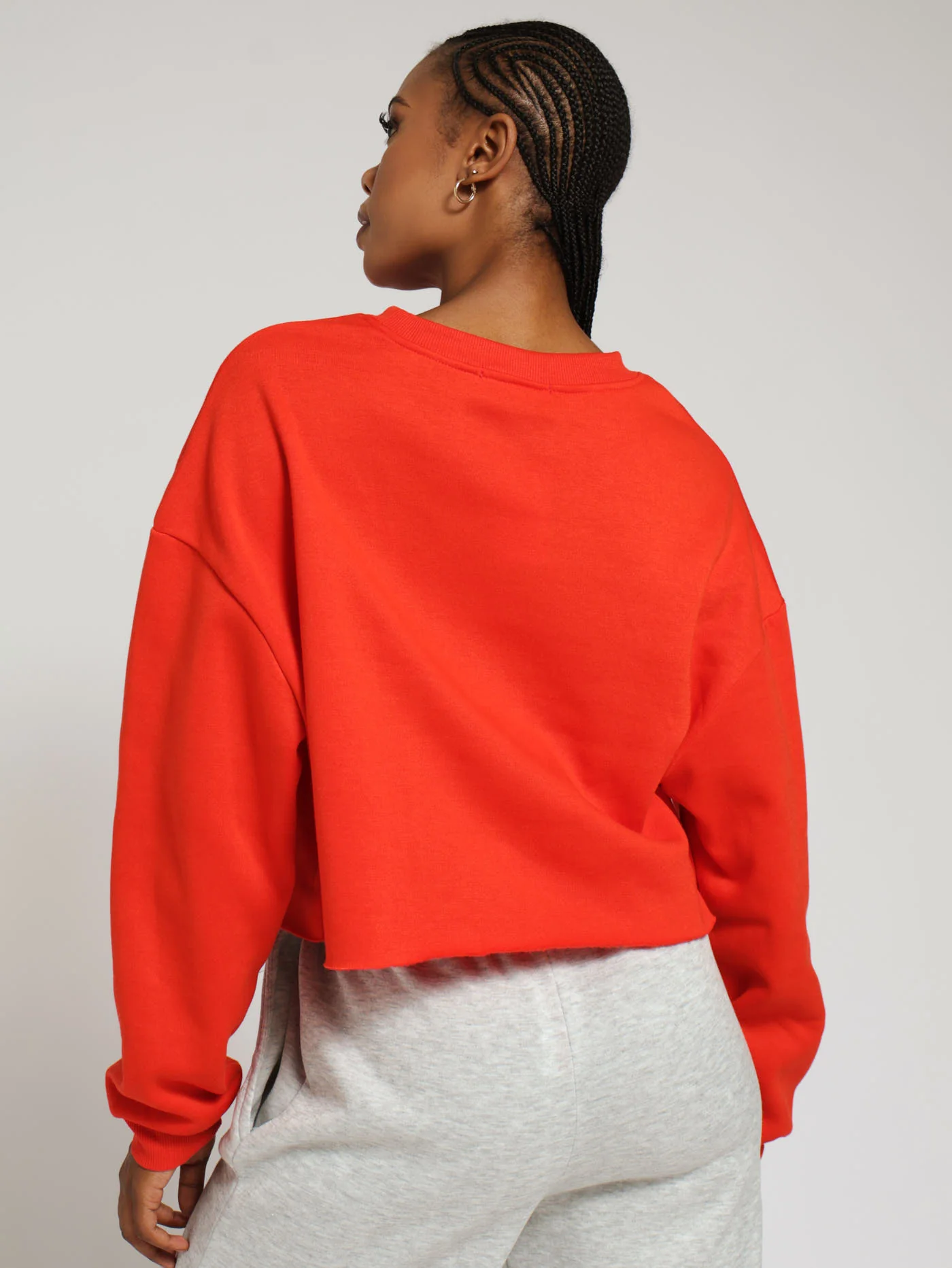 Cropped Crew Top With Print - Red - Image 3