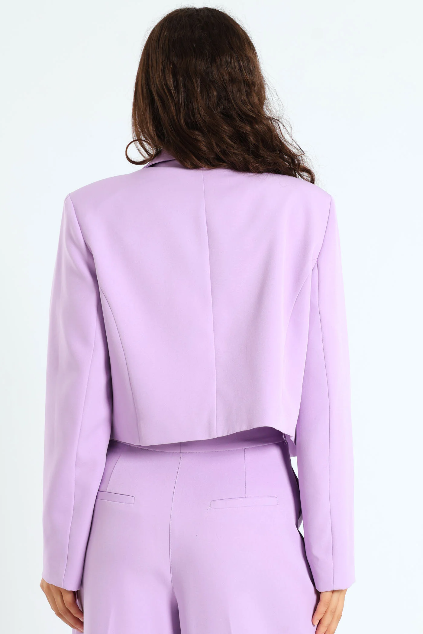 Cropped Fancy Button Blazer - Lilac - Image 5