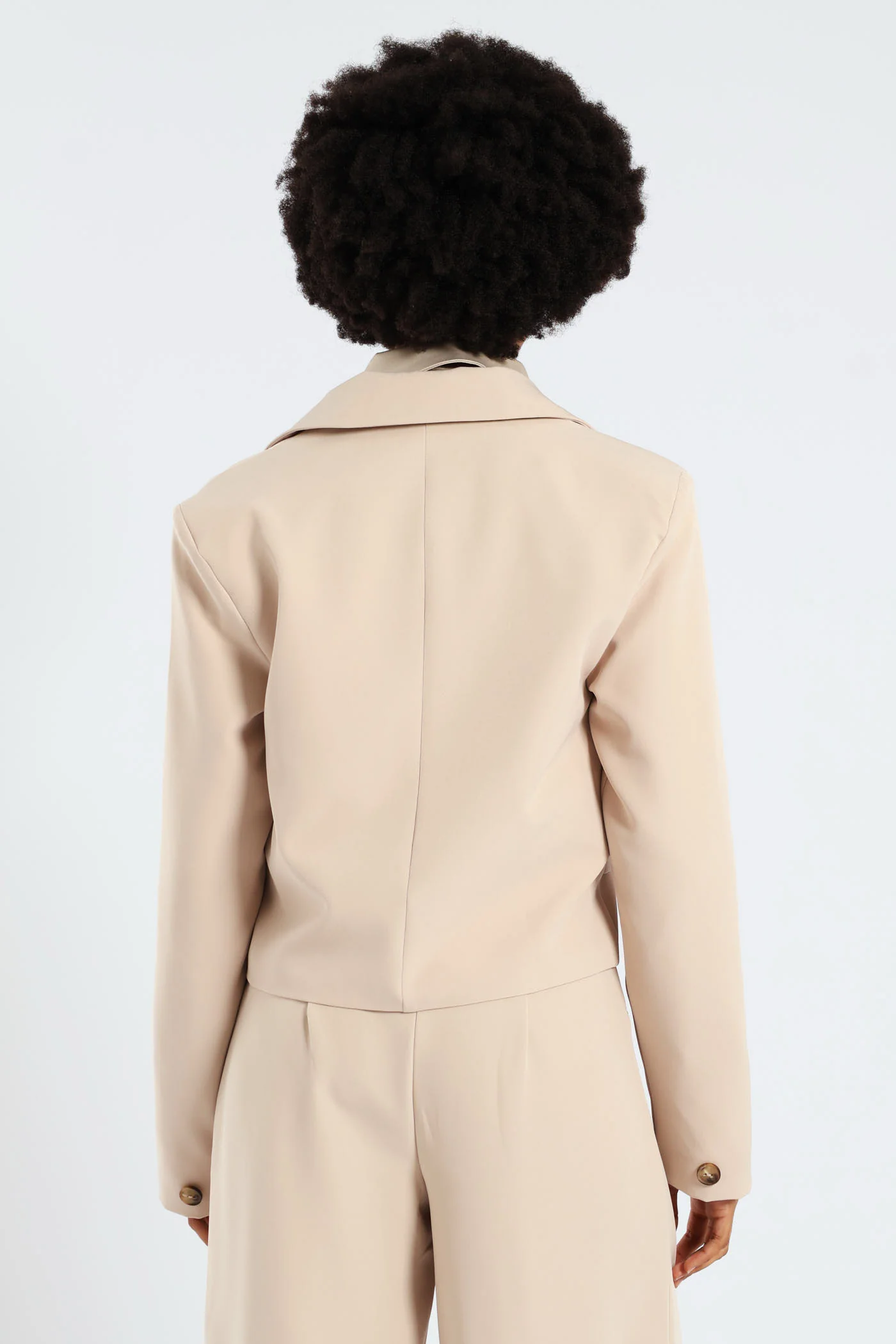 Cropped Lined Blazer - Nude - Image 7
