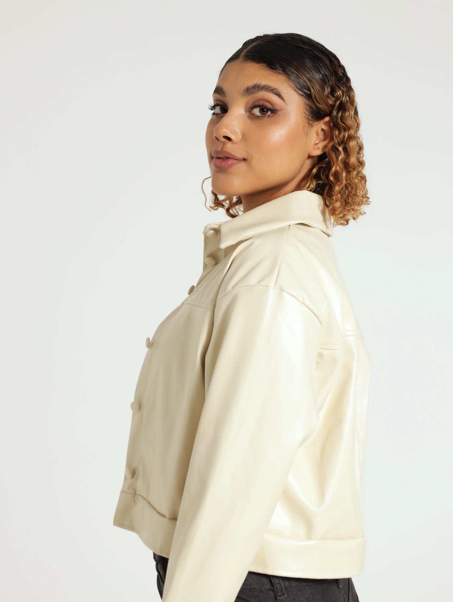 Cropped Pu Shirt - Image 2