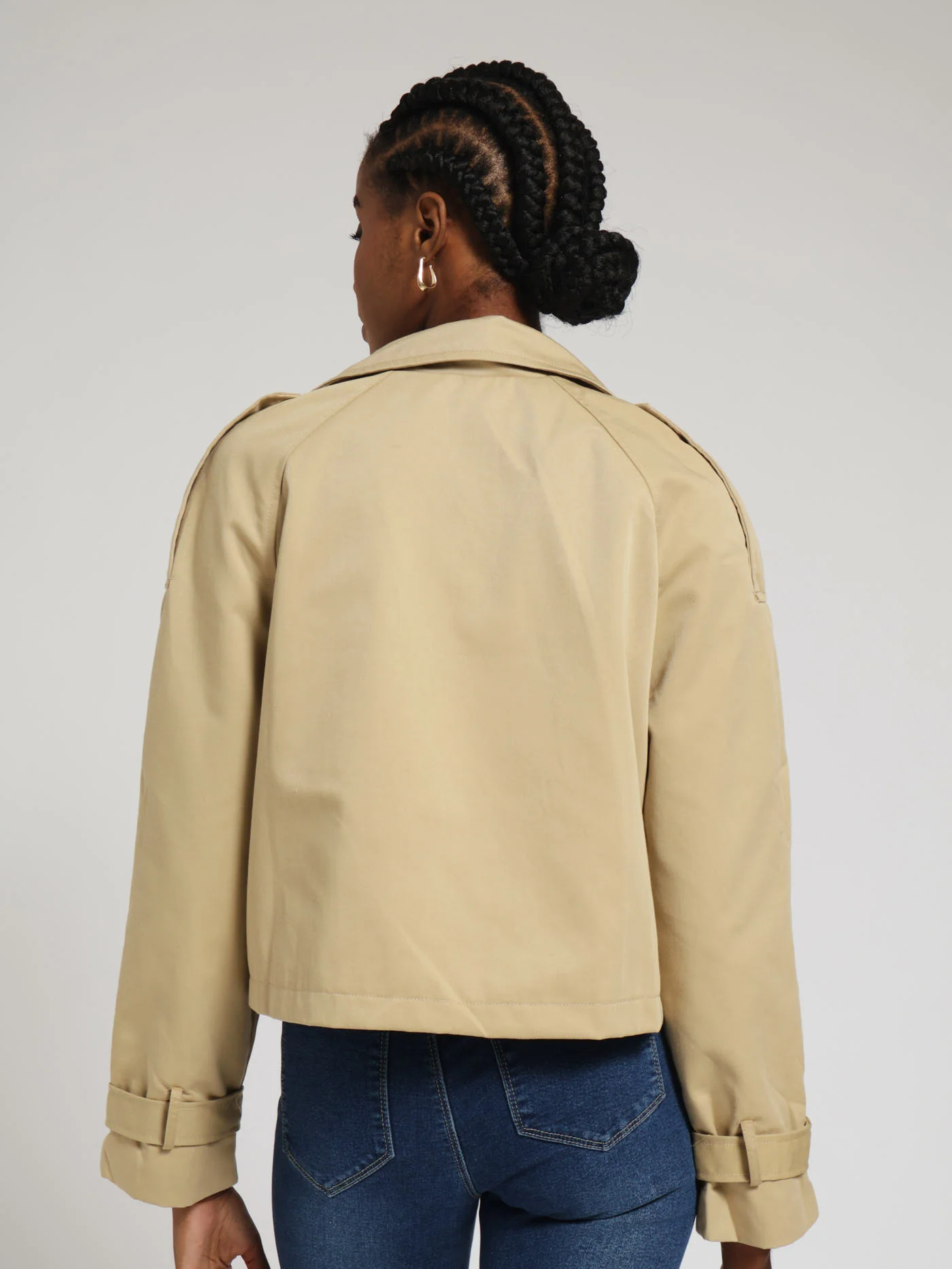 Cropped Trench Coat - Stone - Image 3