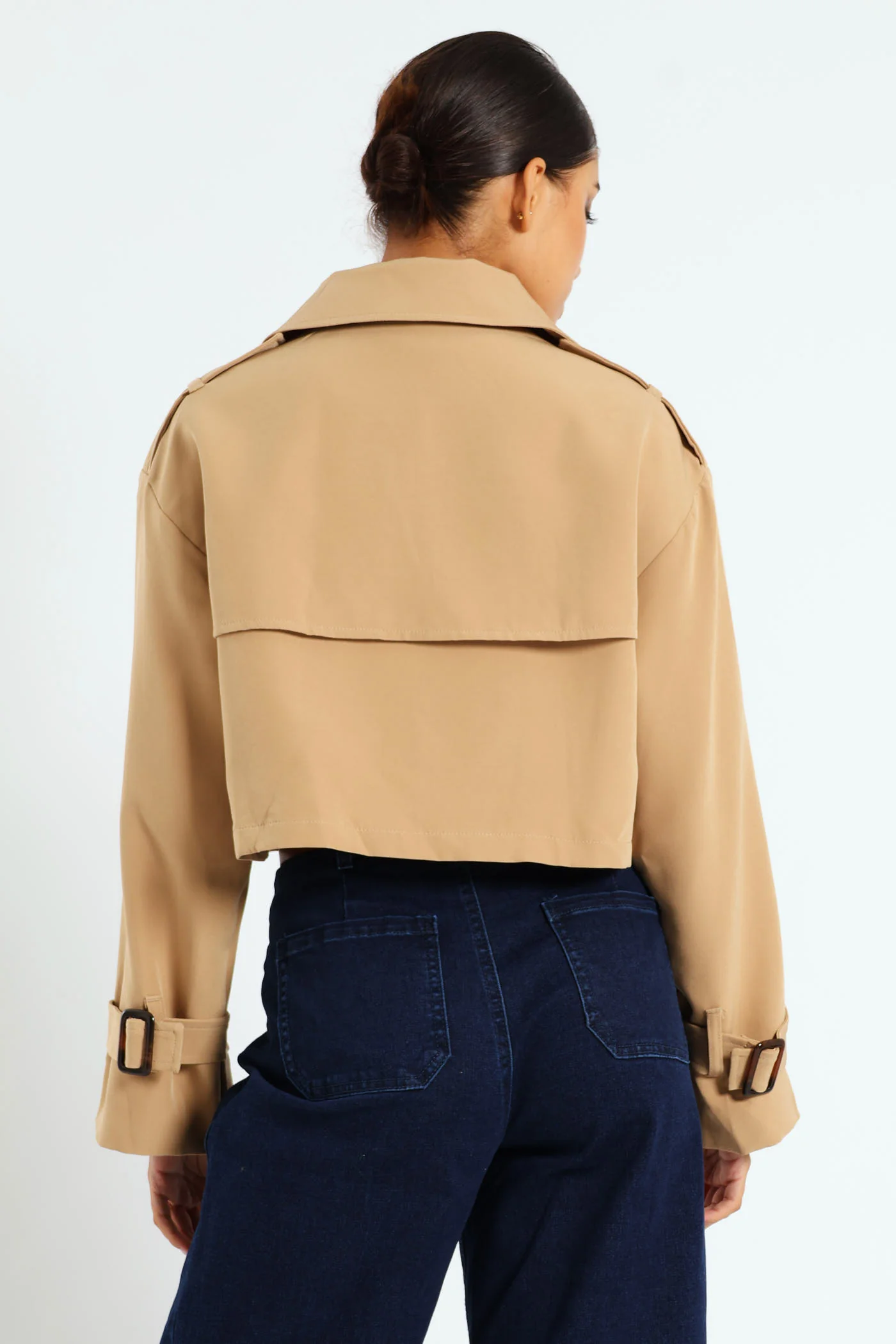 Cropped Trench Jacket - Beige - Image 5